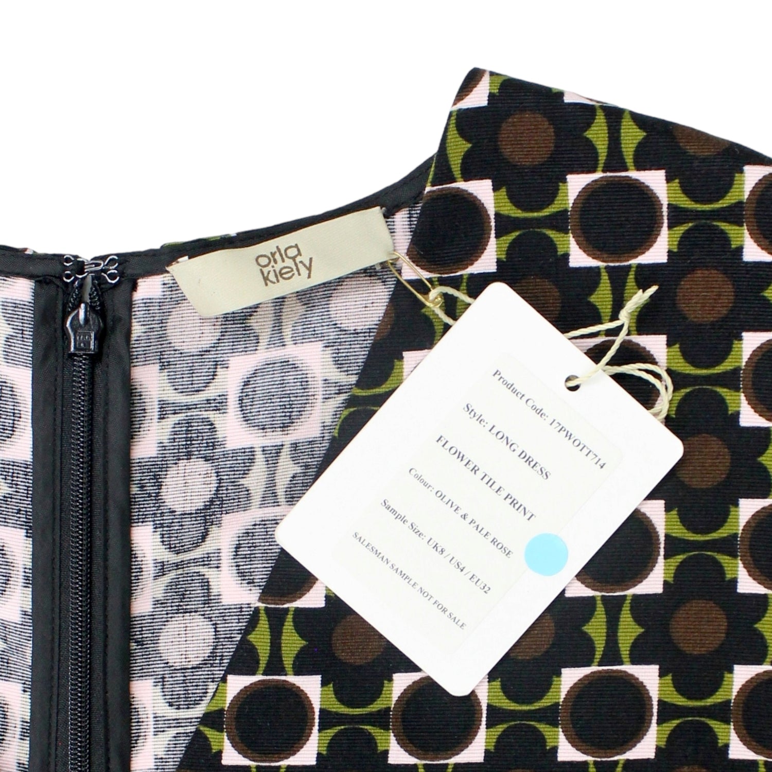 Orla Kiely Olive & Rose Flower Tile Maxi Dress