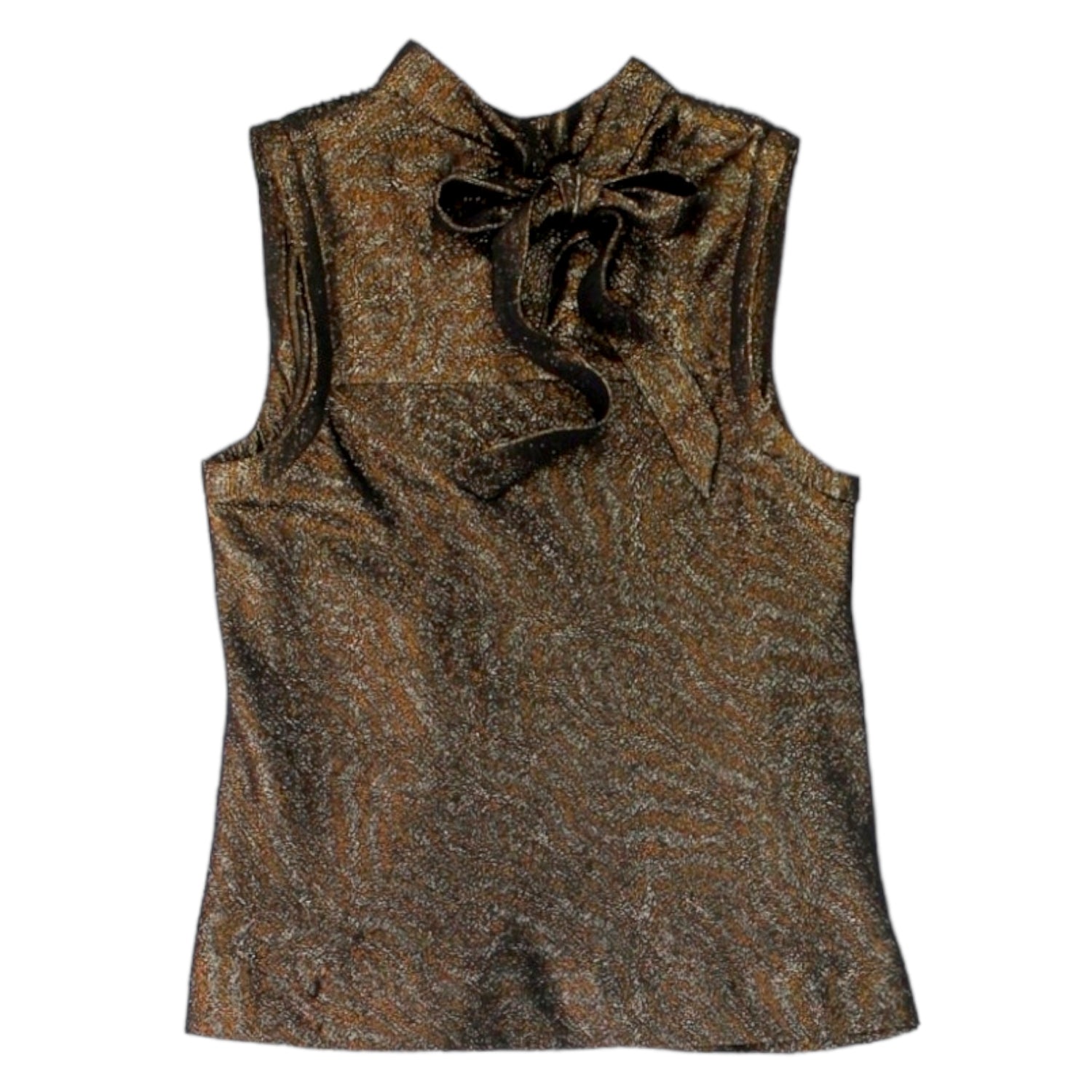 Orla Kiely Bronze Metallic Pin Tuck Top