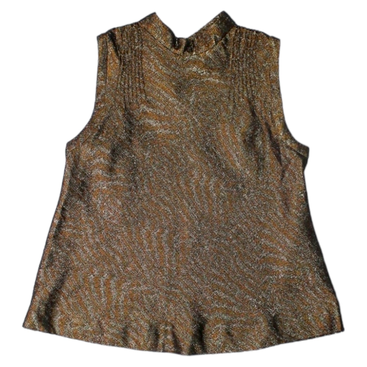Orla Kiely Bronze Metallic Pin Tuck Top