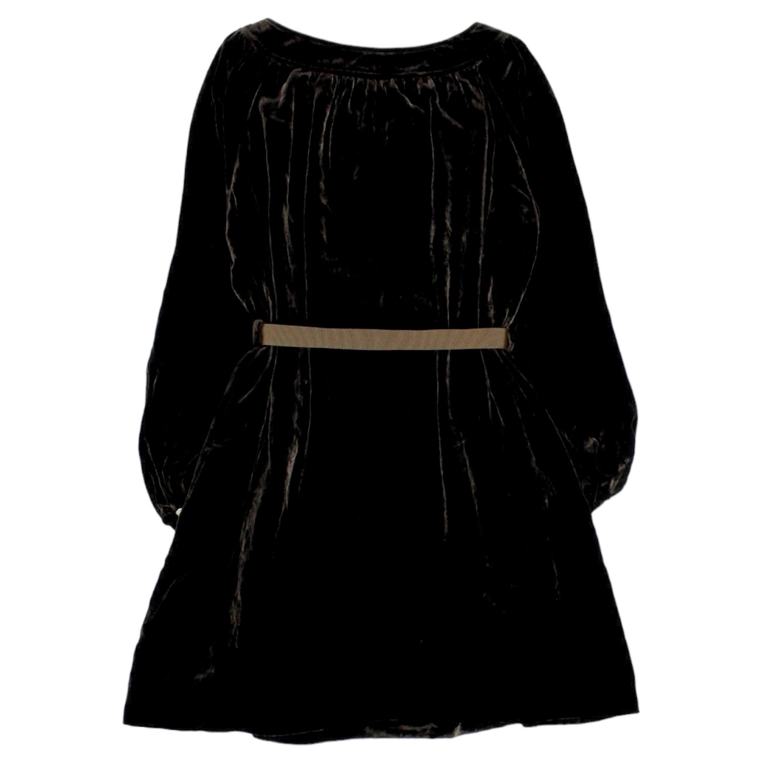 Olive & Orange Mushroom Velvet Smock Dress