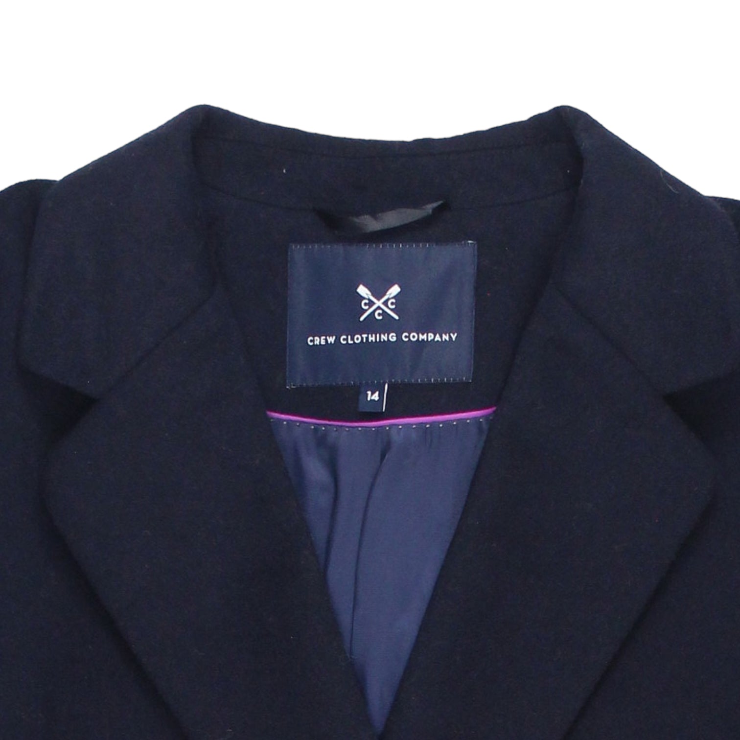 Crew Clothing Co Navy Double Breasted Coat