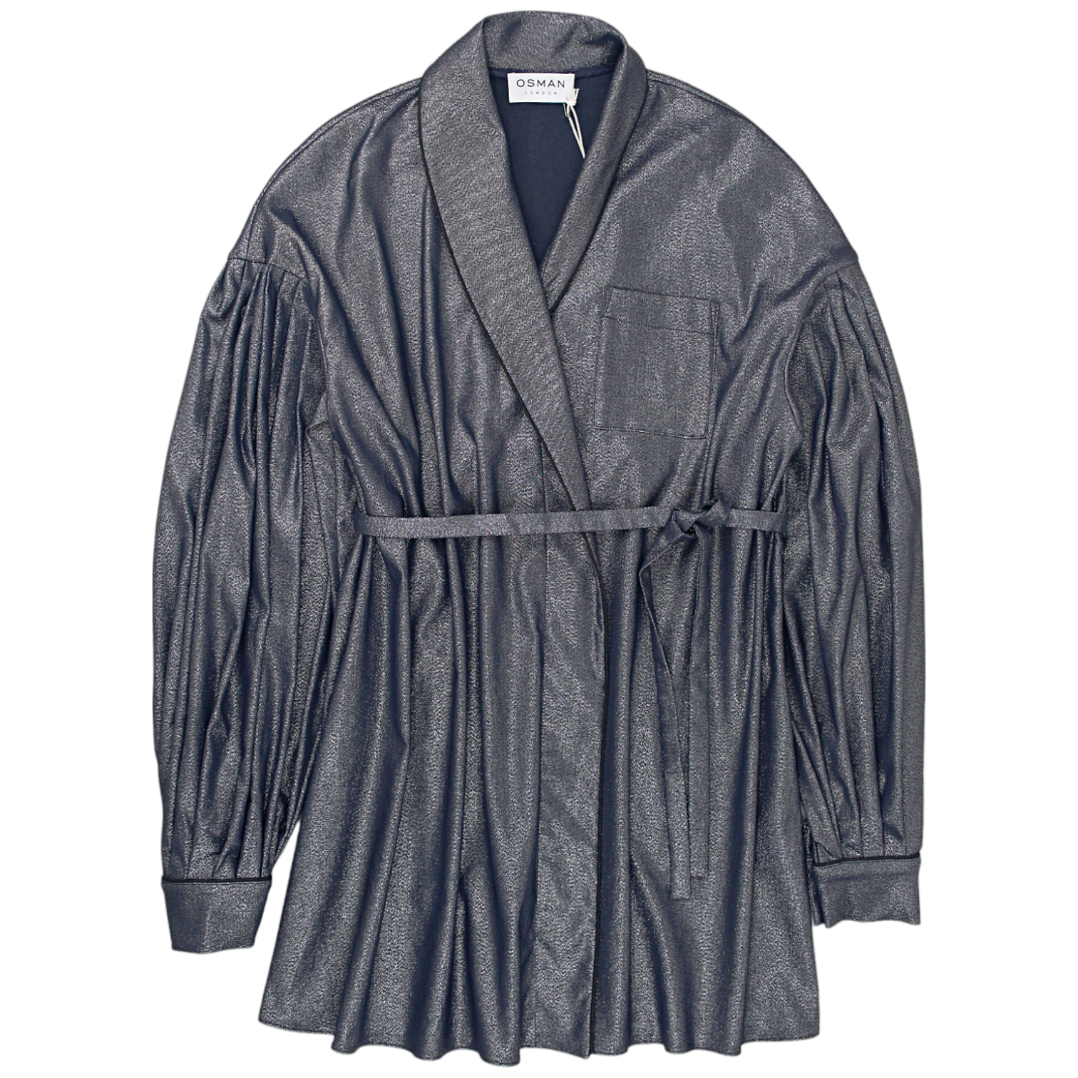 Osman Blue Metallic Pleat Sleeve Jacket