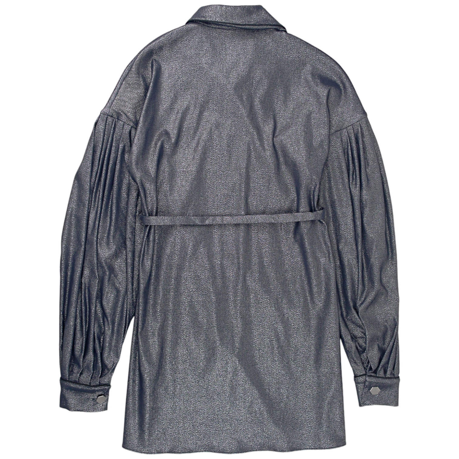 Osman Blue Metallic Pleat Sleeve Jacket