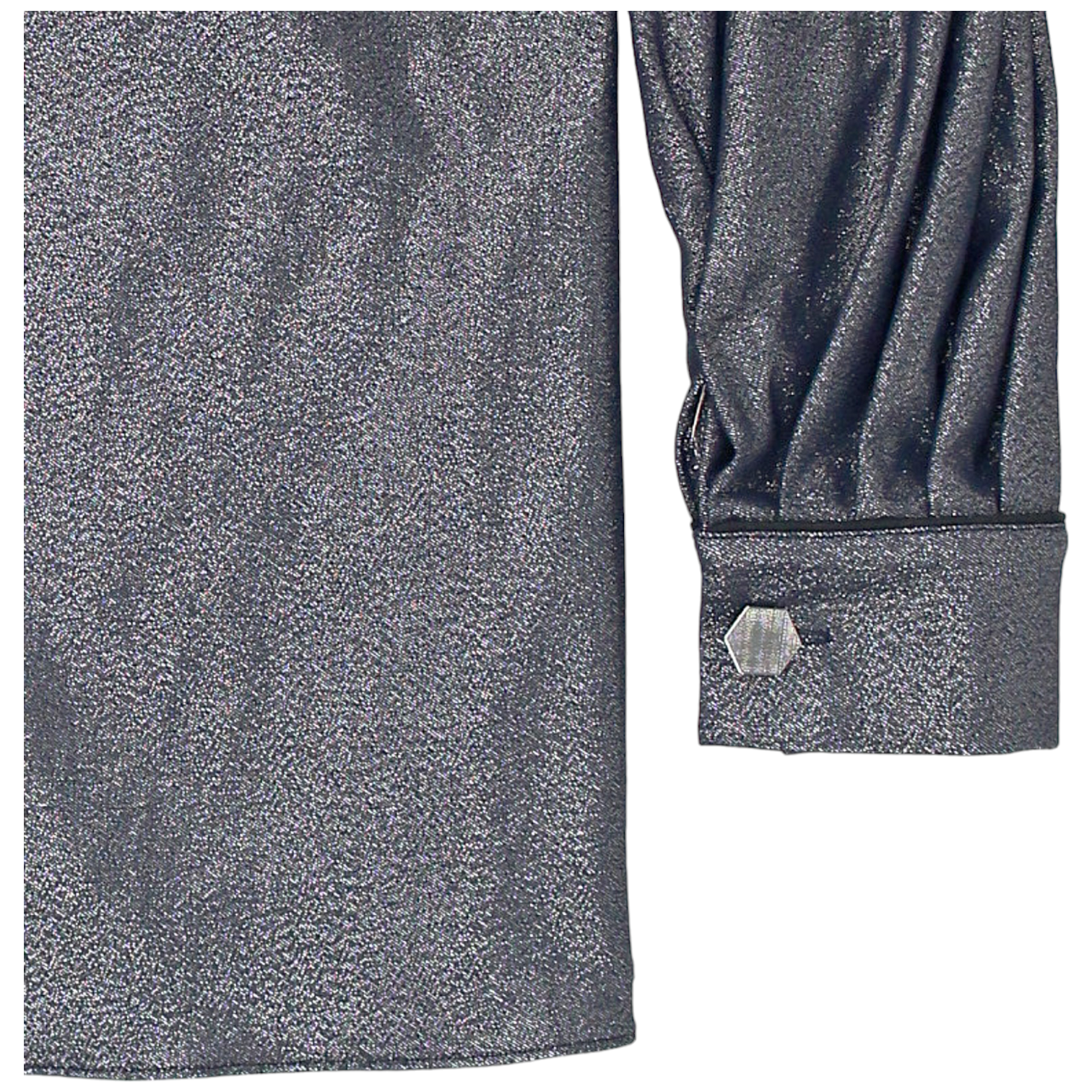 Osman Blue Metallic Pleat Sleeve Jacket