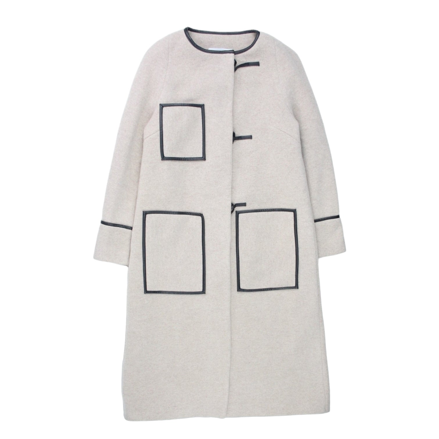 Osman Fawn Leather Trimmed Cardigan Coat
