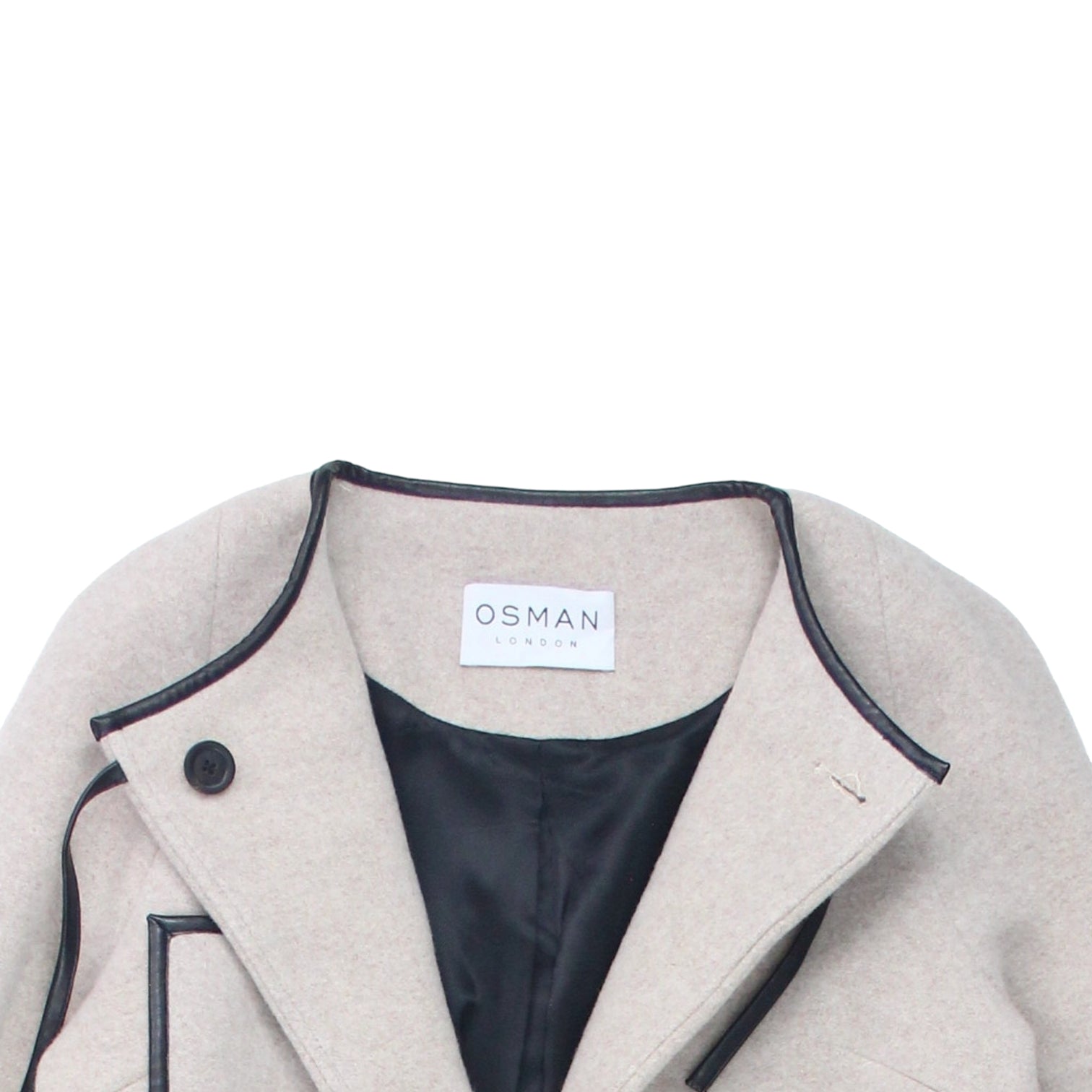 Osman Fawn Leather Trimmed Cardigan Coat
