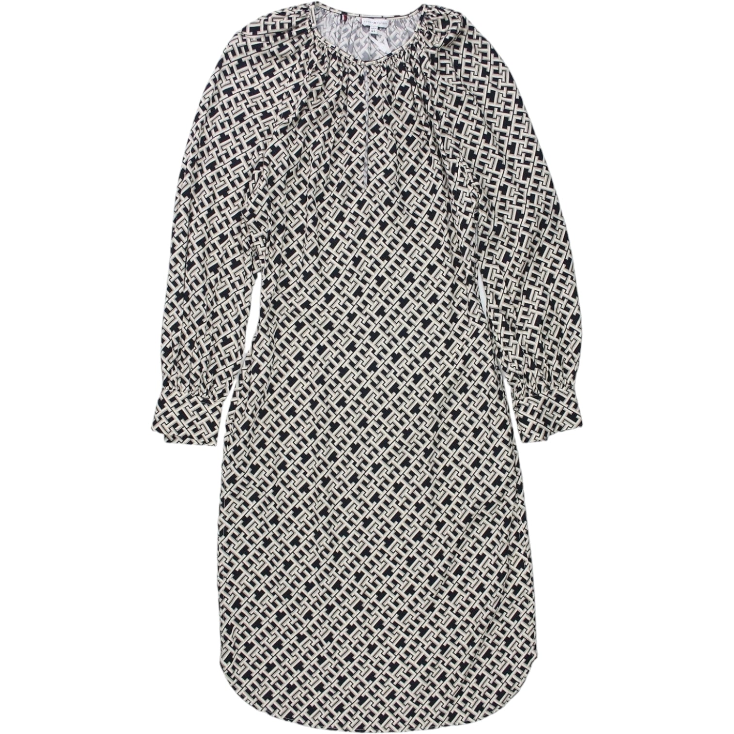 Tommy Hilfiger Black/Cream Logo Midi Dress