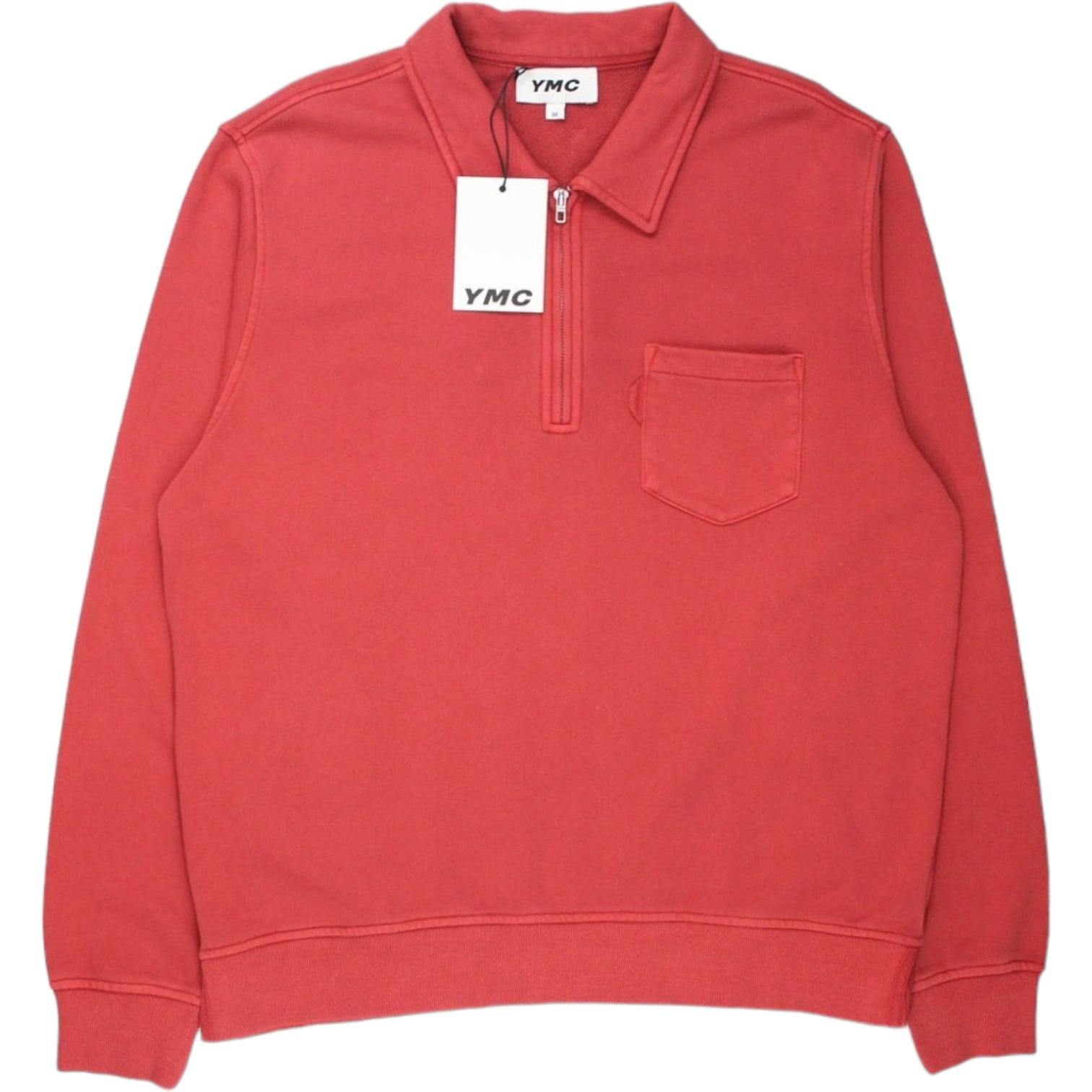 YMC Red 1/4 Zip Sugden Sweatshirt