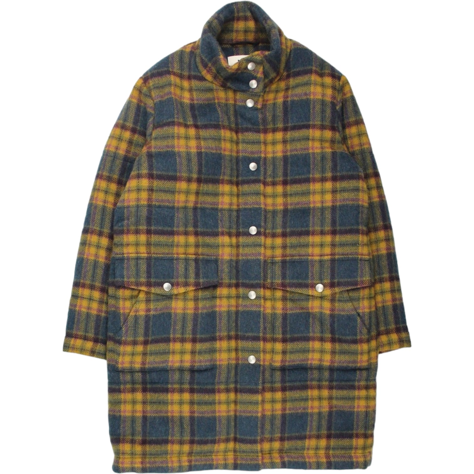 YMC Blue/Multi Plaid Padded Coat