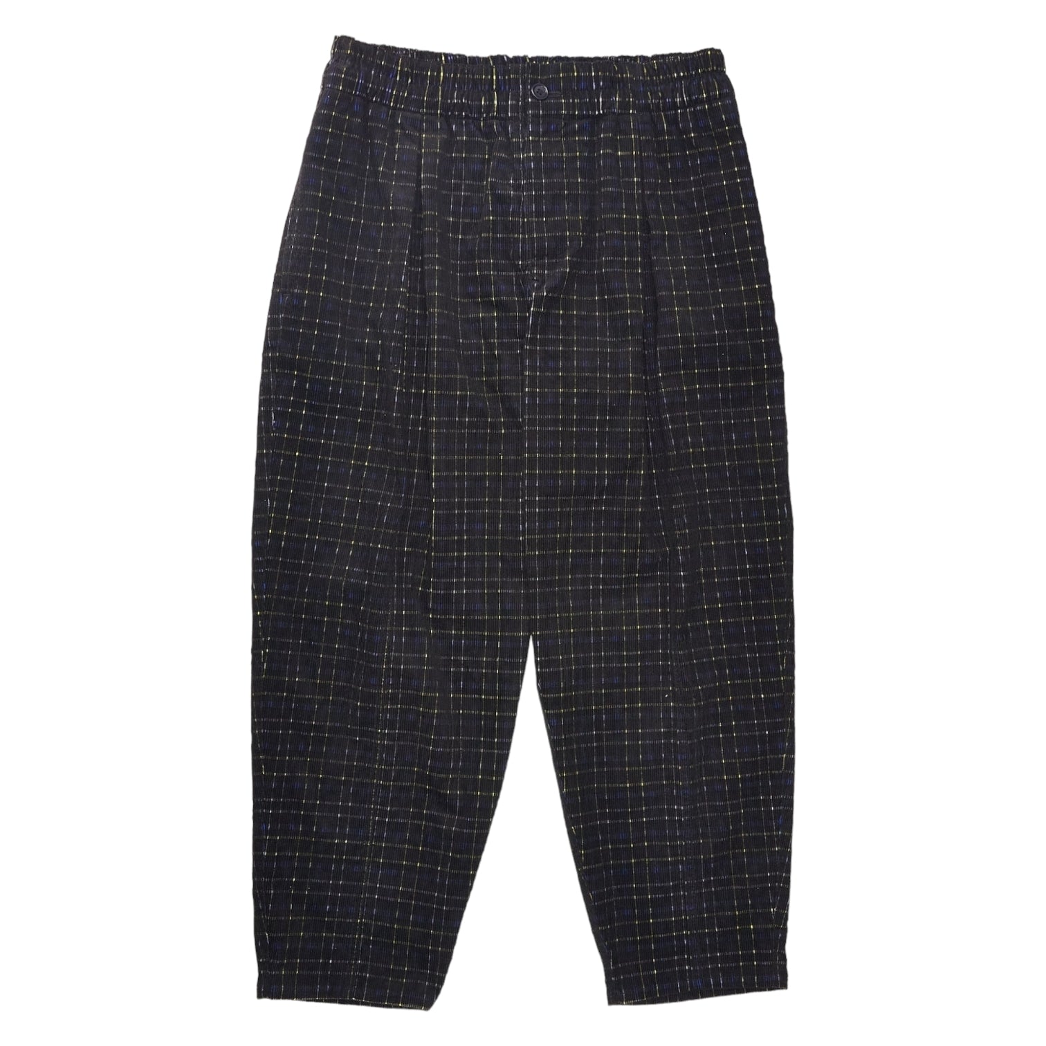 YMC Black Check Baby Cord Trousers