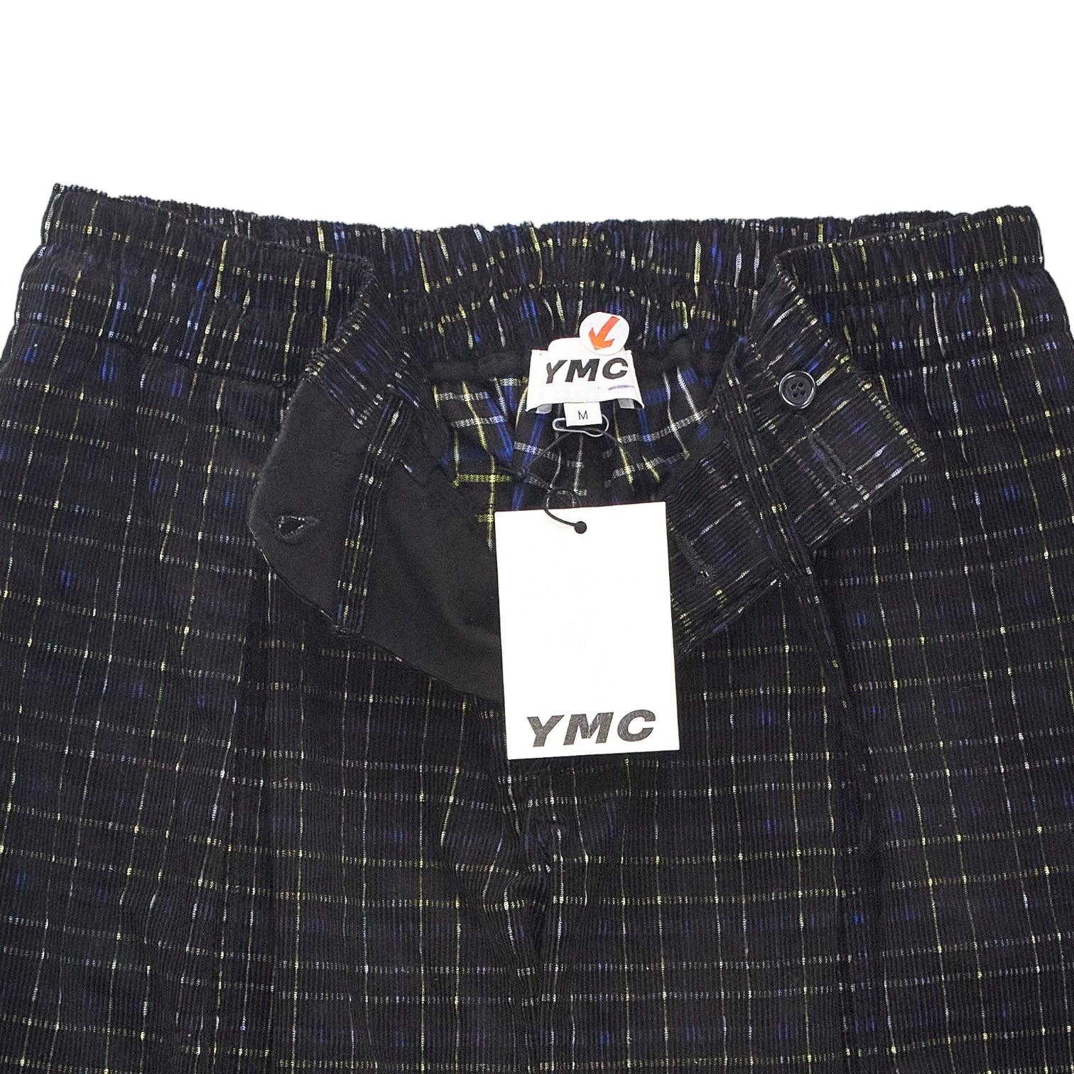 YMC Black Check Baby Cord Trousers