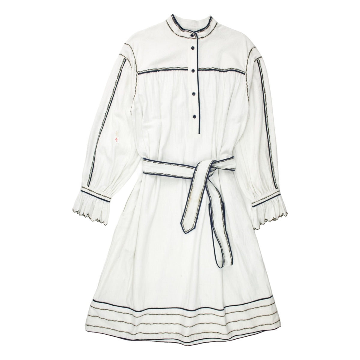YMC White, Navy/Olive Trim Abery Dress