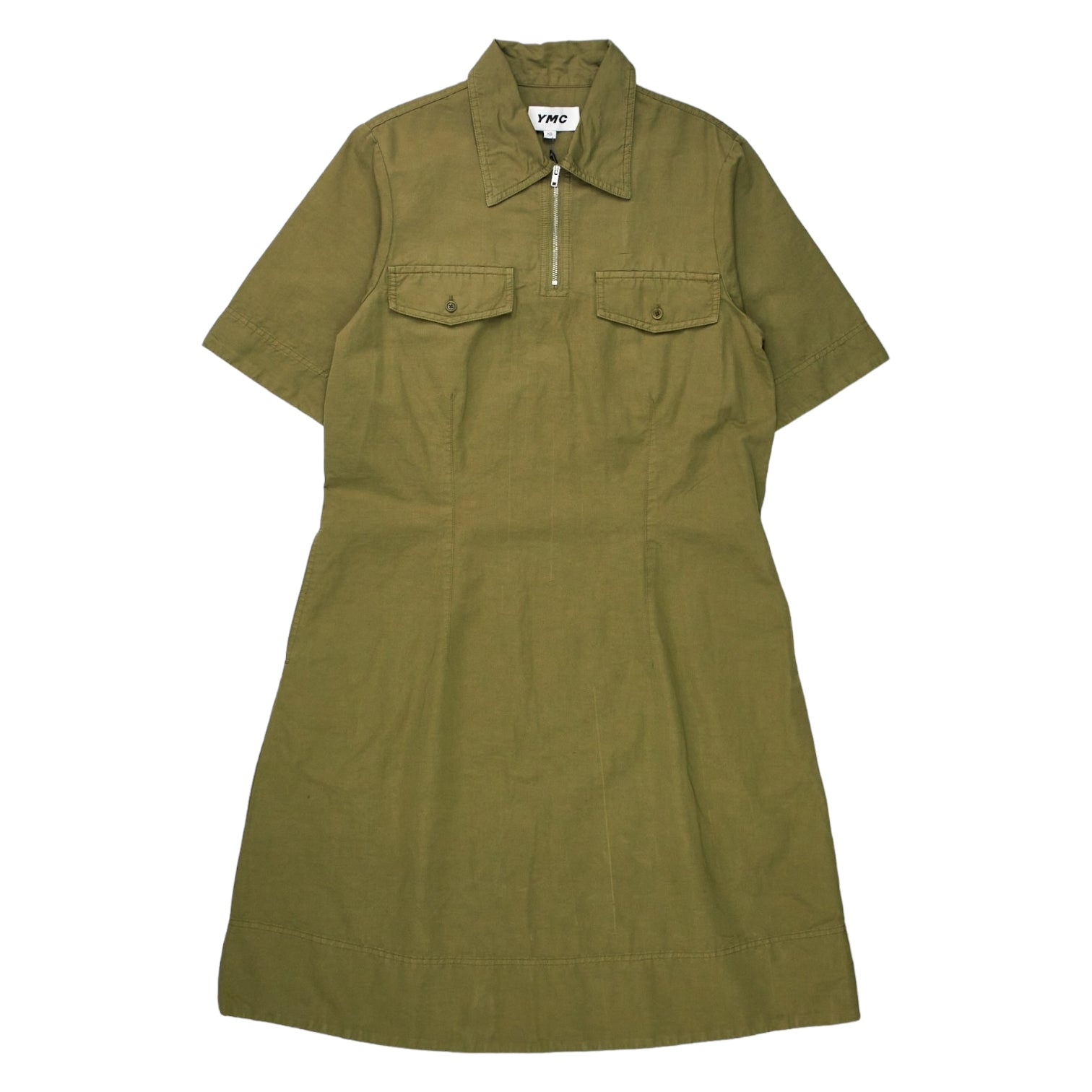 YMC Olive Cotton 1/4 Zip Dress