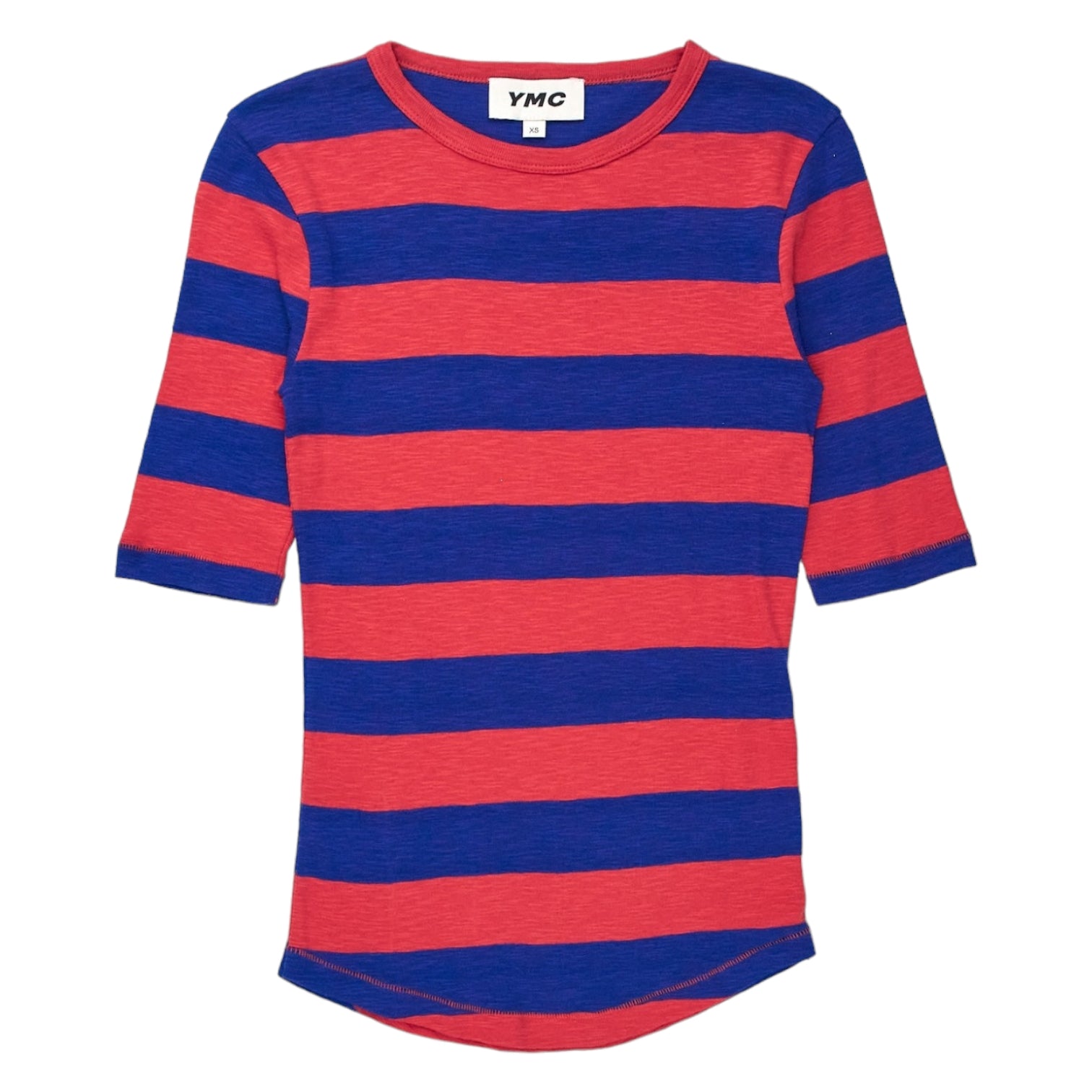 YMC Red/Blue Stripe Elbow Length T Shirt