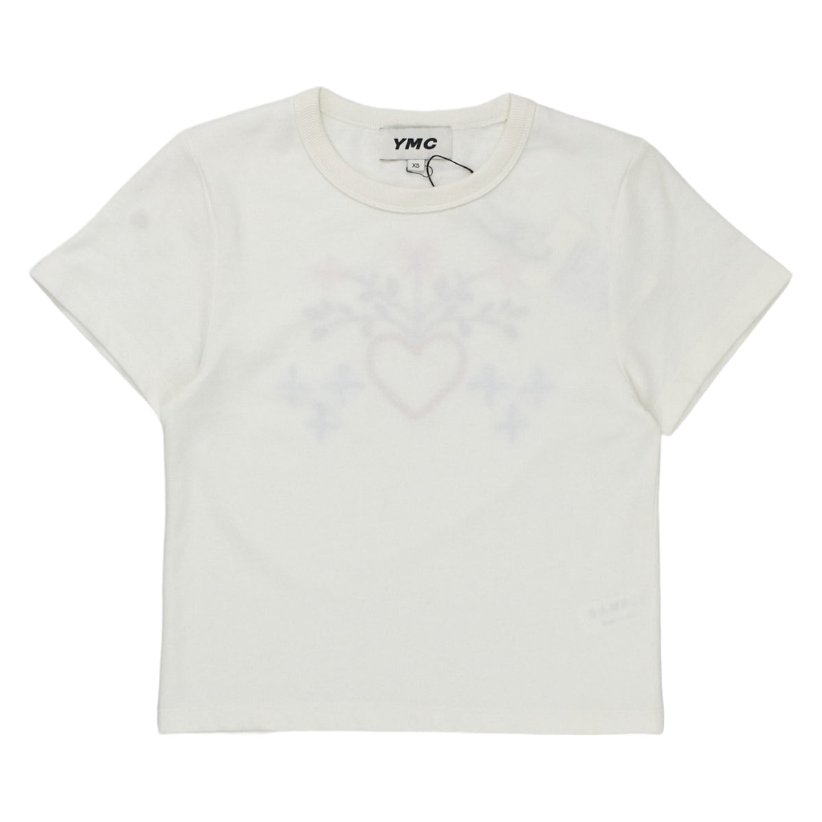 YMC Ecru/Heart Embroidery T-Shirt