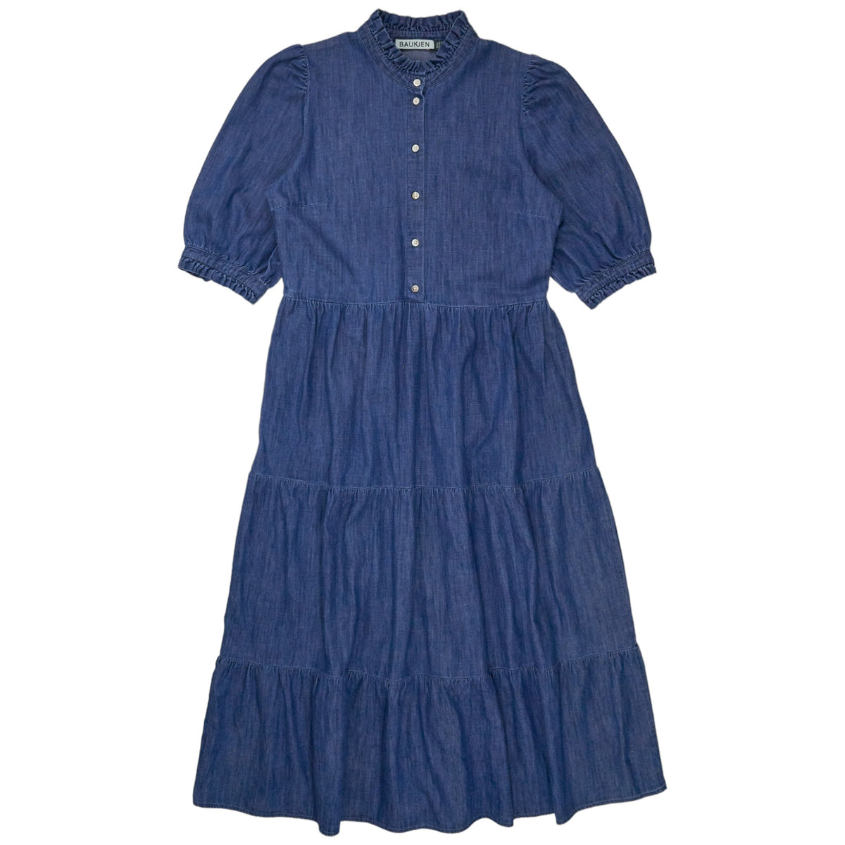 Baukjen Mid-Blue Chambray Tiered Dress