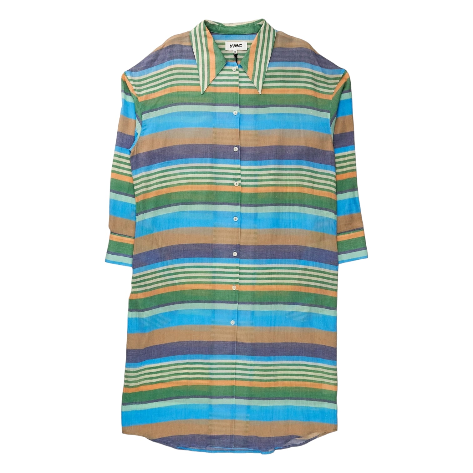 YMC Blue/Multi Stripe Shirt Dress