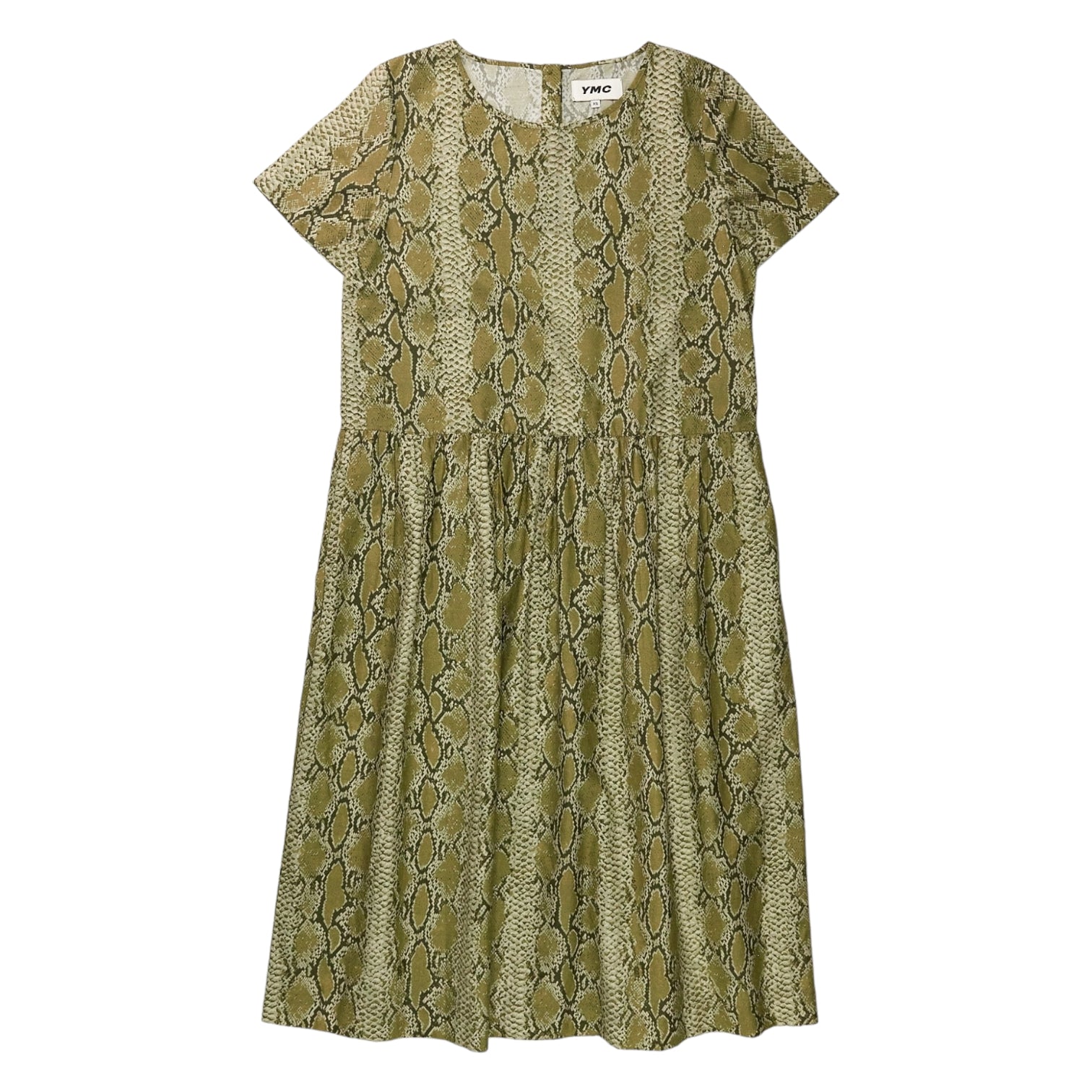 YMC Green Snakeskin Midi Dress