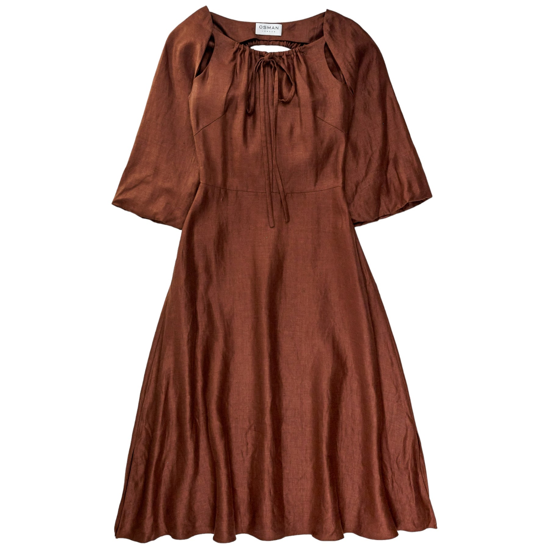 Osman Brown Linen Cut-Out Dress