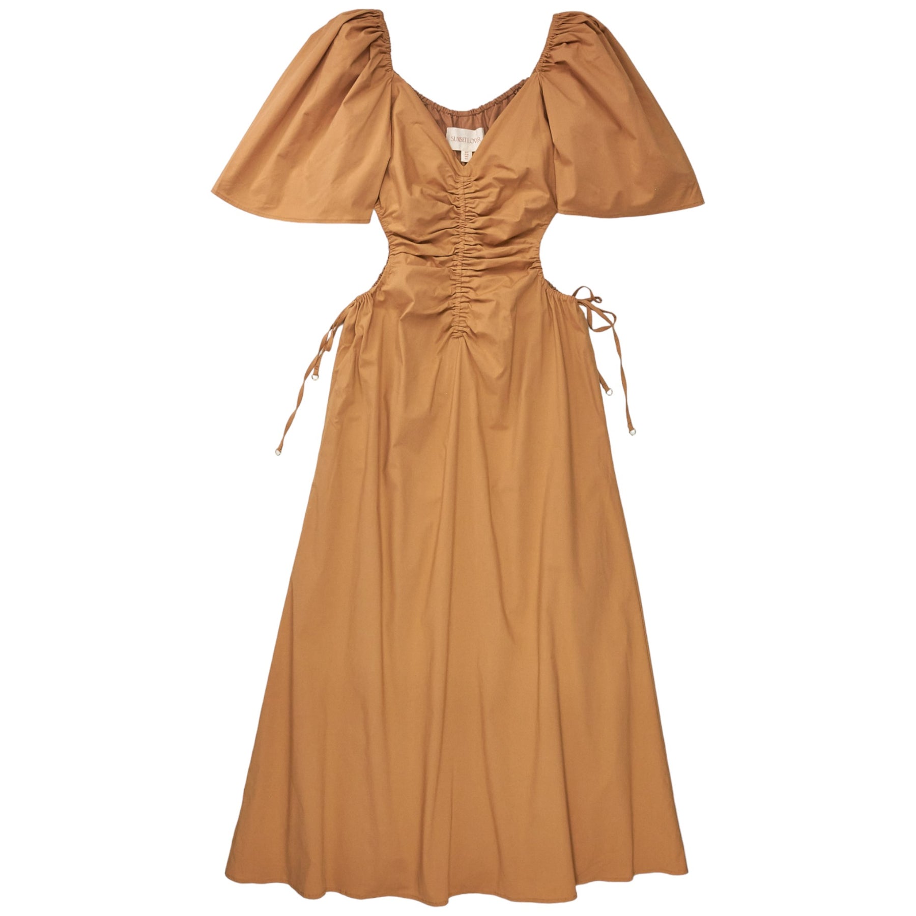 Sunset Lover Brown Cut-Out Ruched Dress