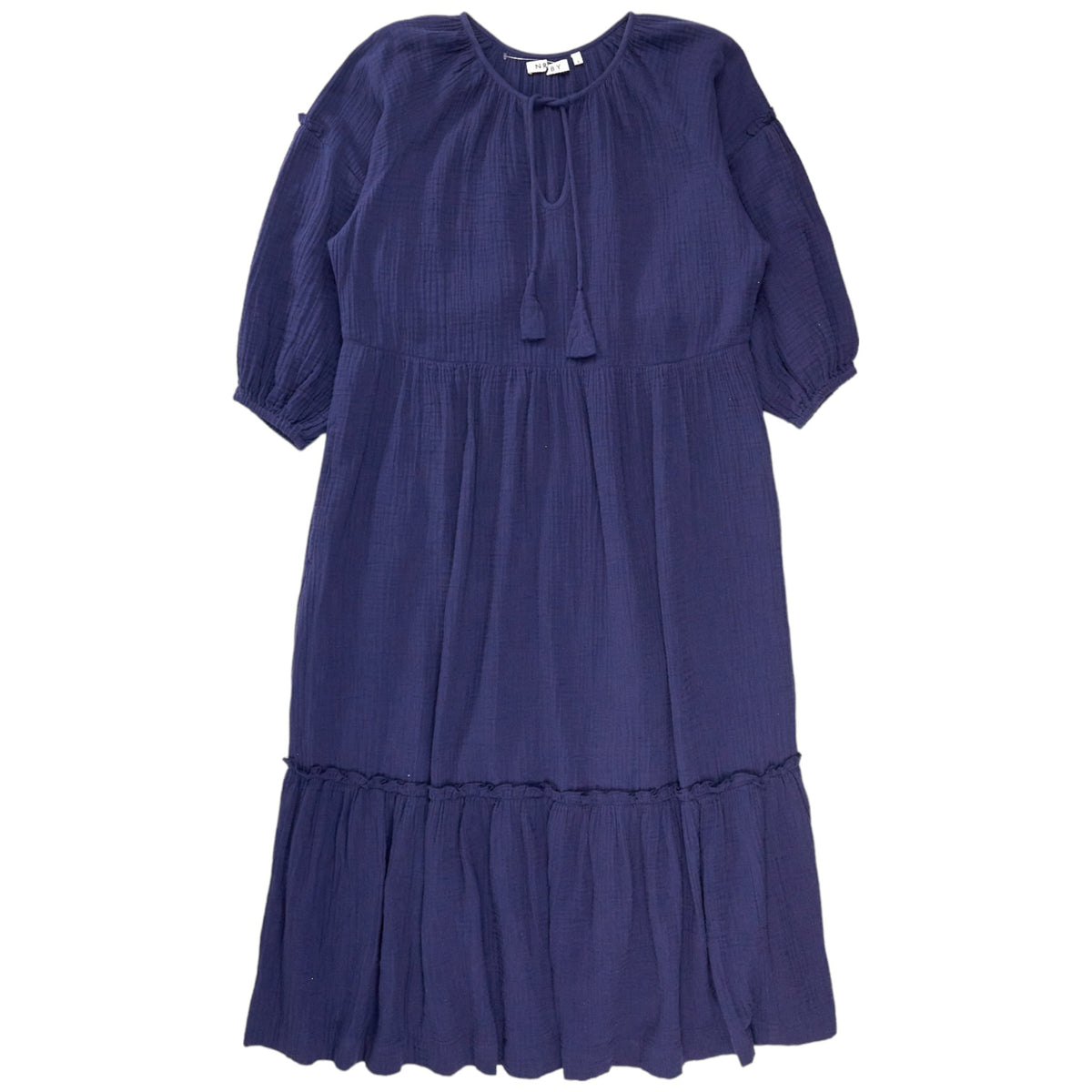 NRBY Navy Crinkle Cotton Dress