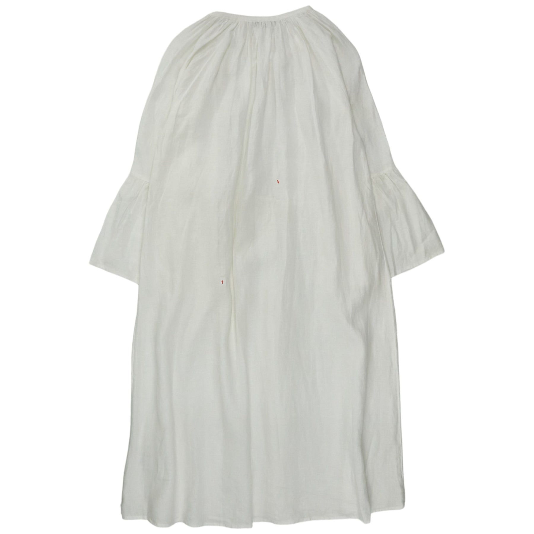 NRBY White Linen Gathered Neck Dress