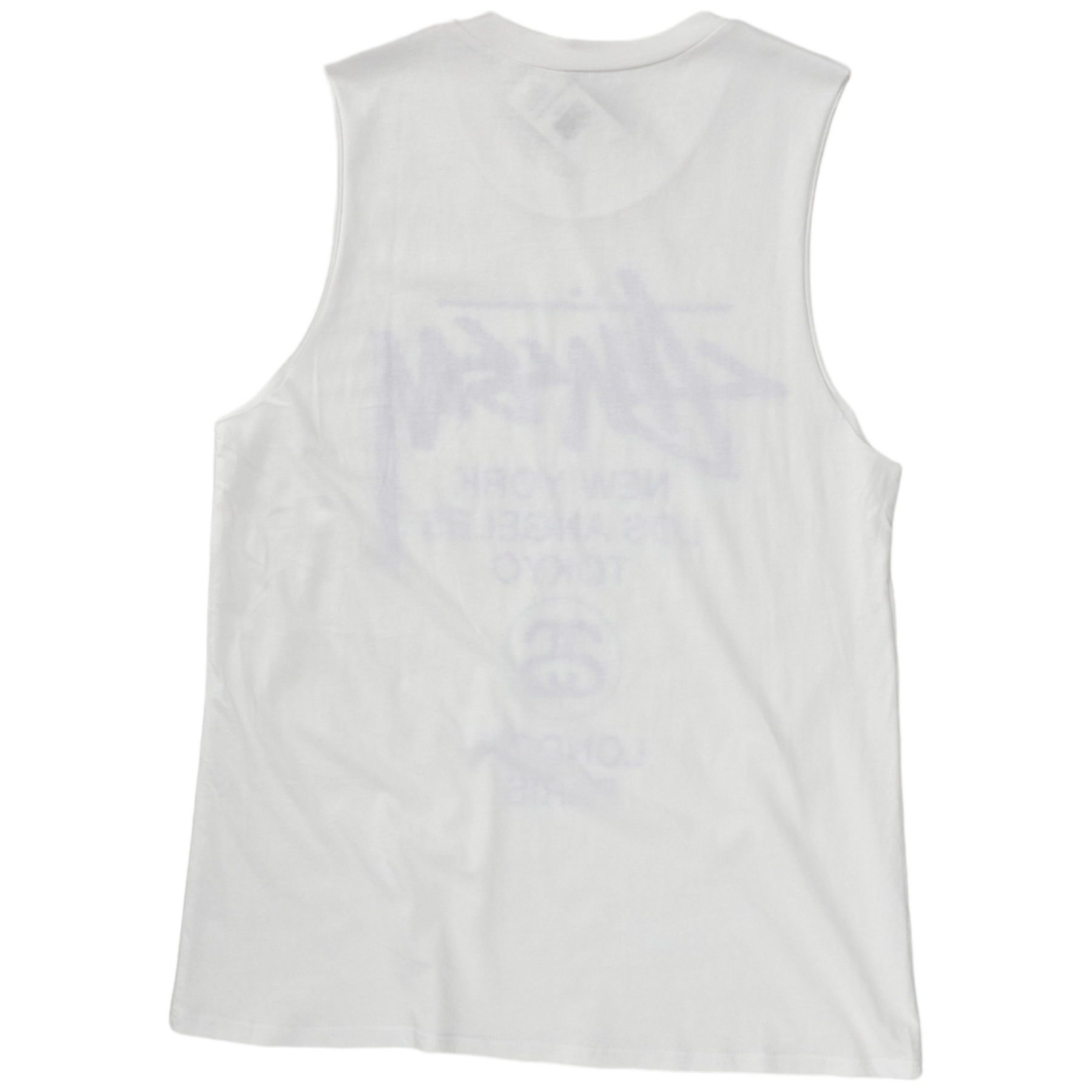 Vintage Stussy White/Blue Logo Muscle Tee