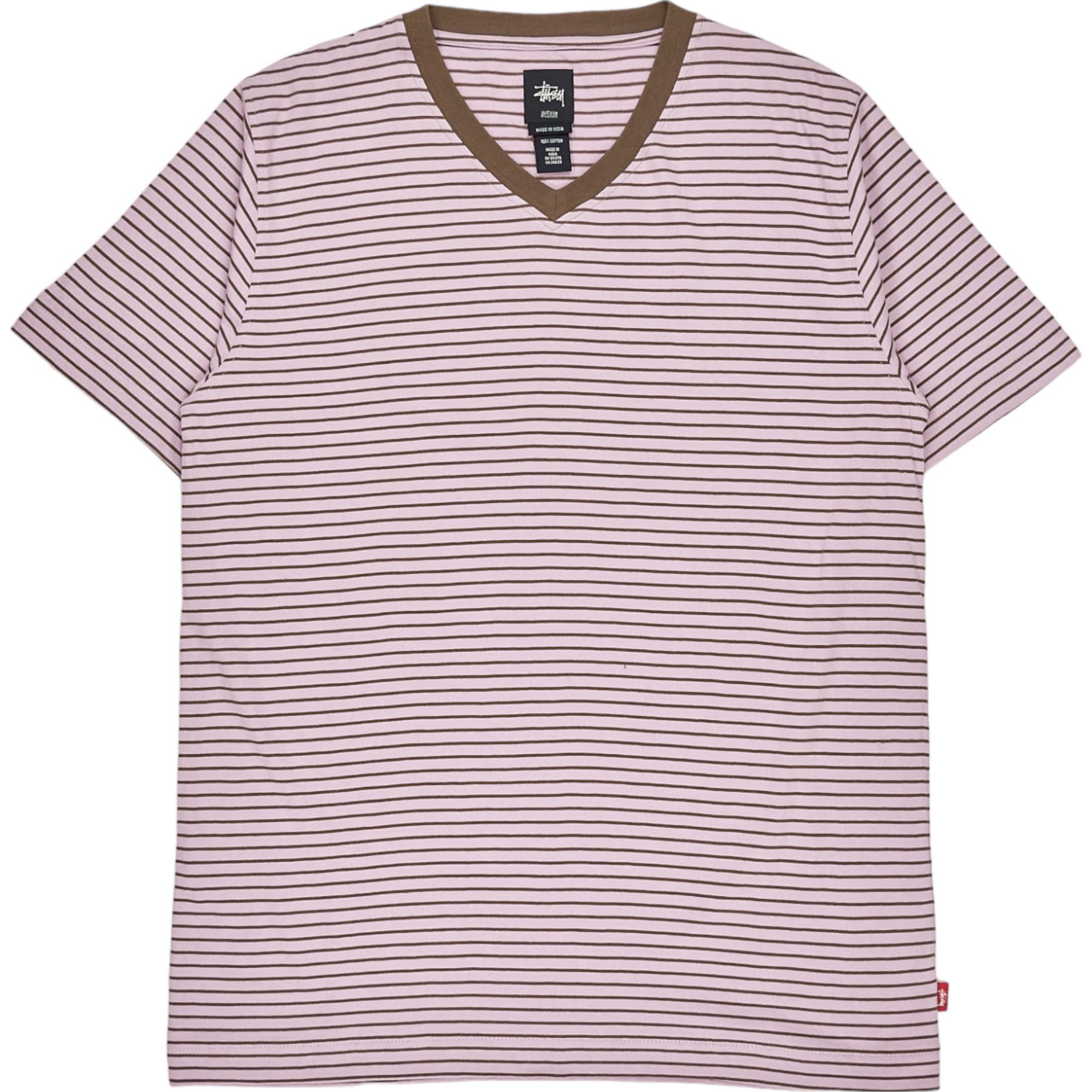 Stussy Pink Brown Striped T-Shirt