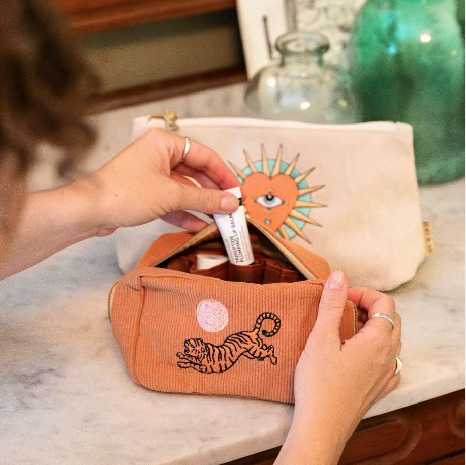 Corduroy Makeup Bag in Dusty Peach