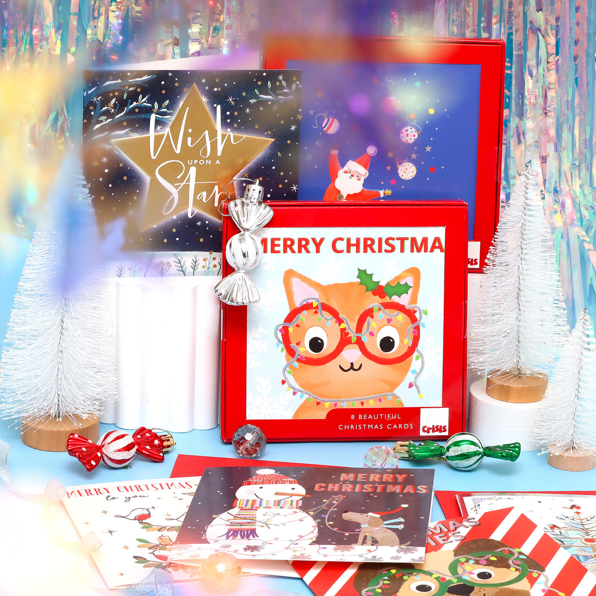 Christmas Dog With Glasses Christmas cards - pack of 8