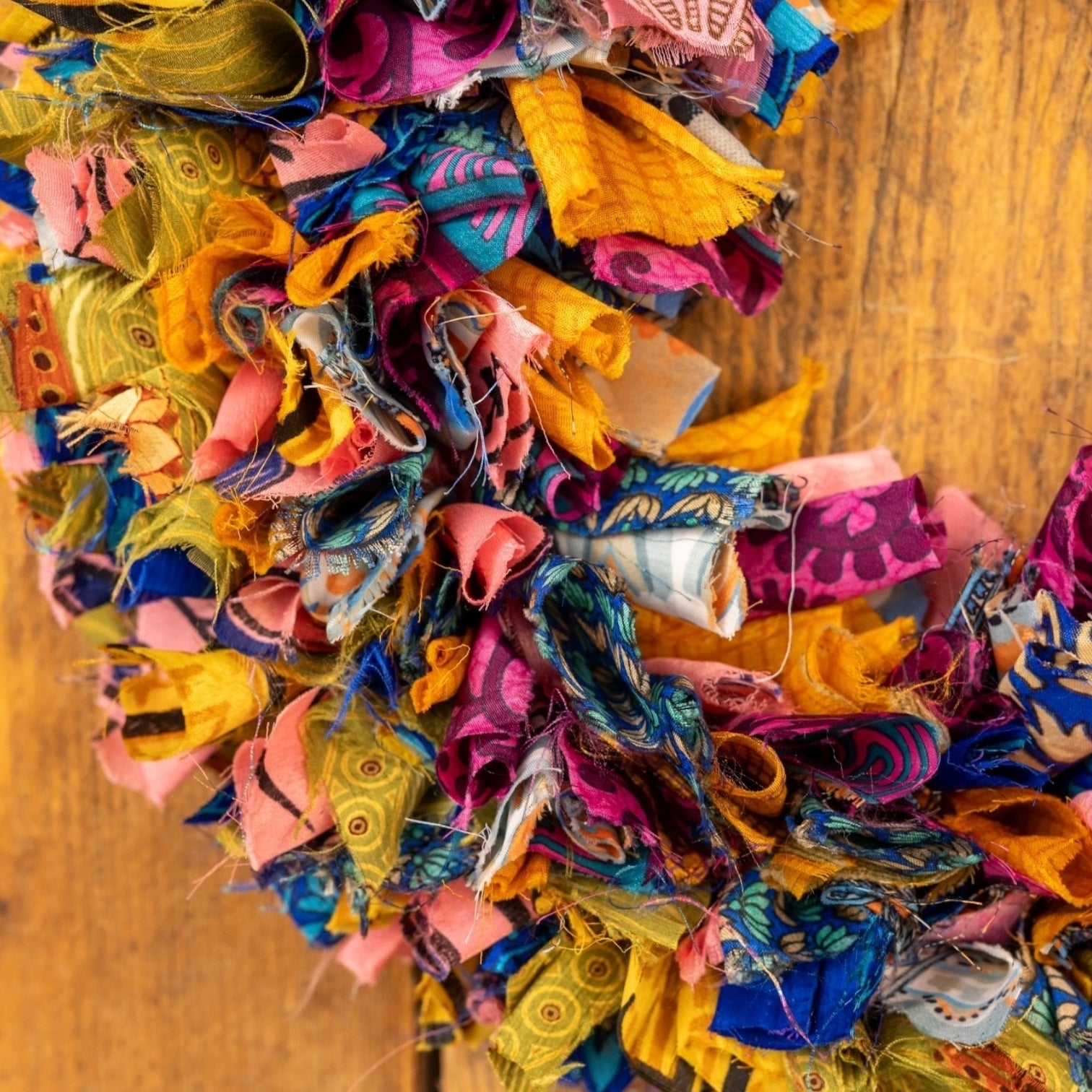 Pri Pri Handmade Upcycled Multi Coloured Sari Wreath