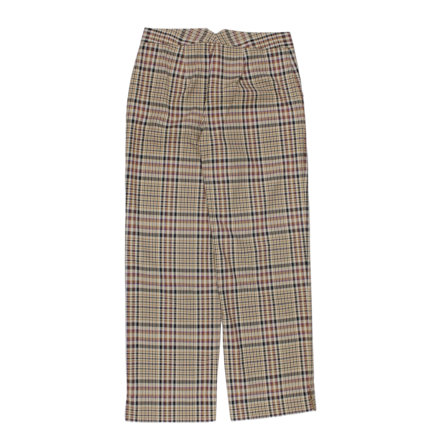 Nomia Tan Plaid Cropped Slim Trouser