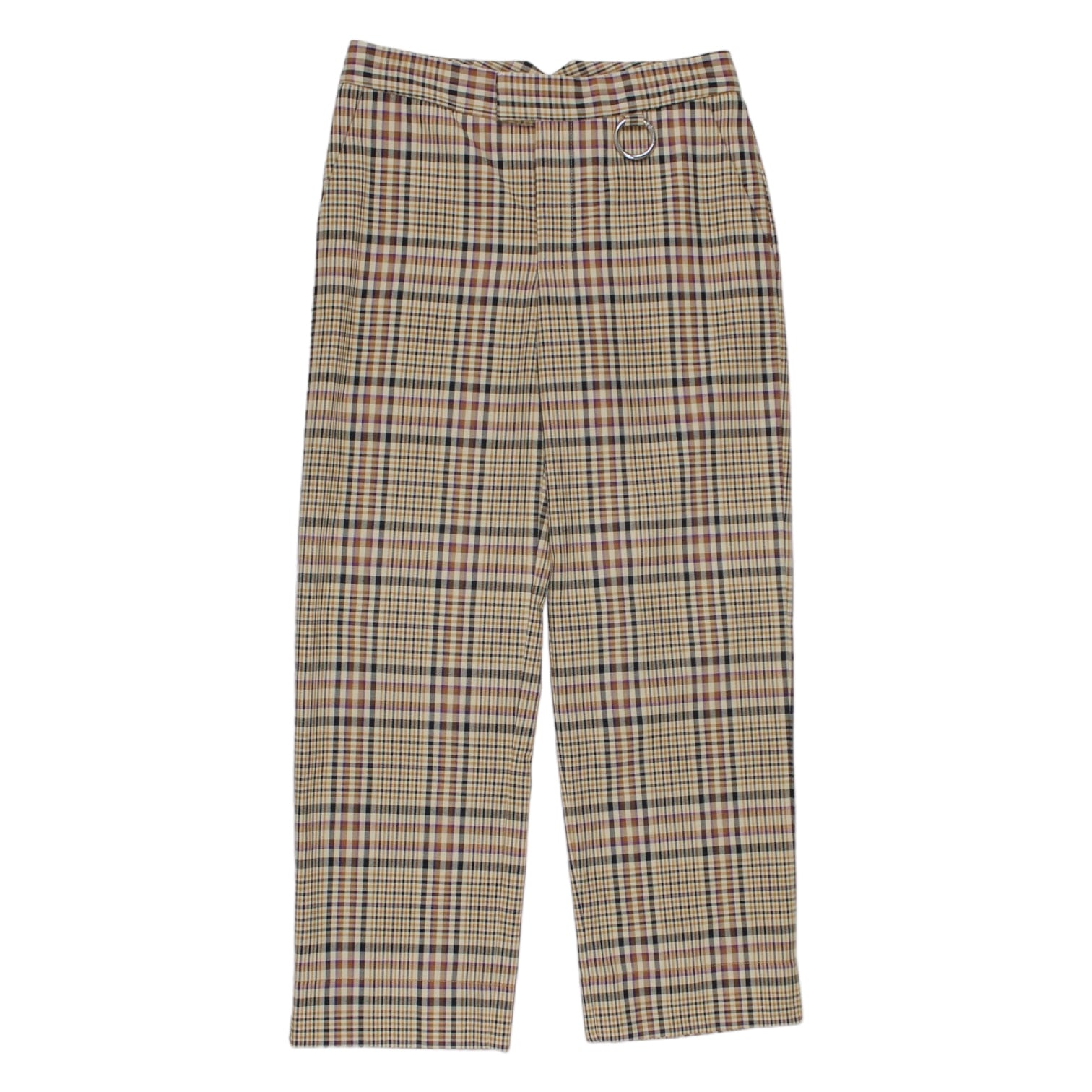 Nomia Tan Plaid Cropped Slim Trouser