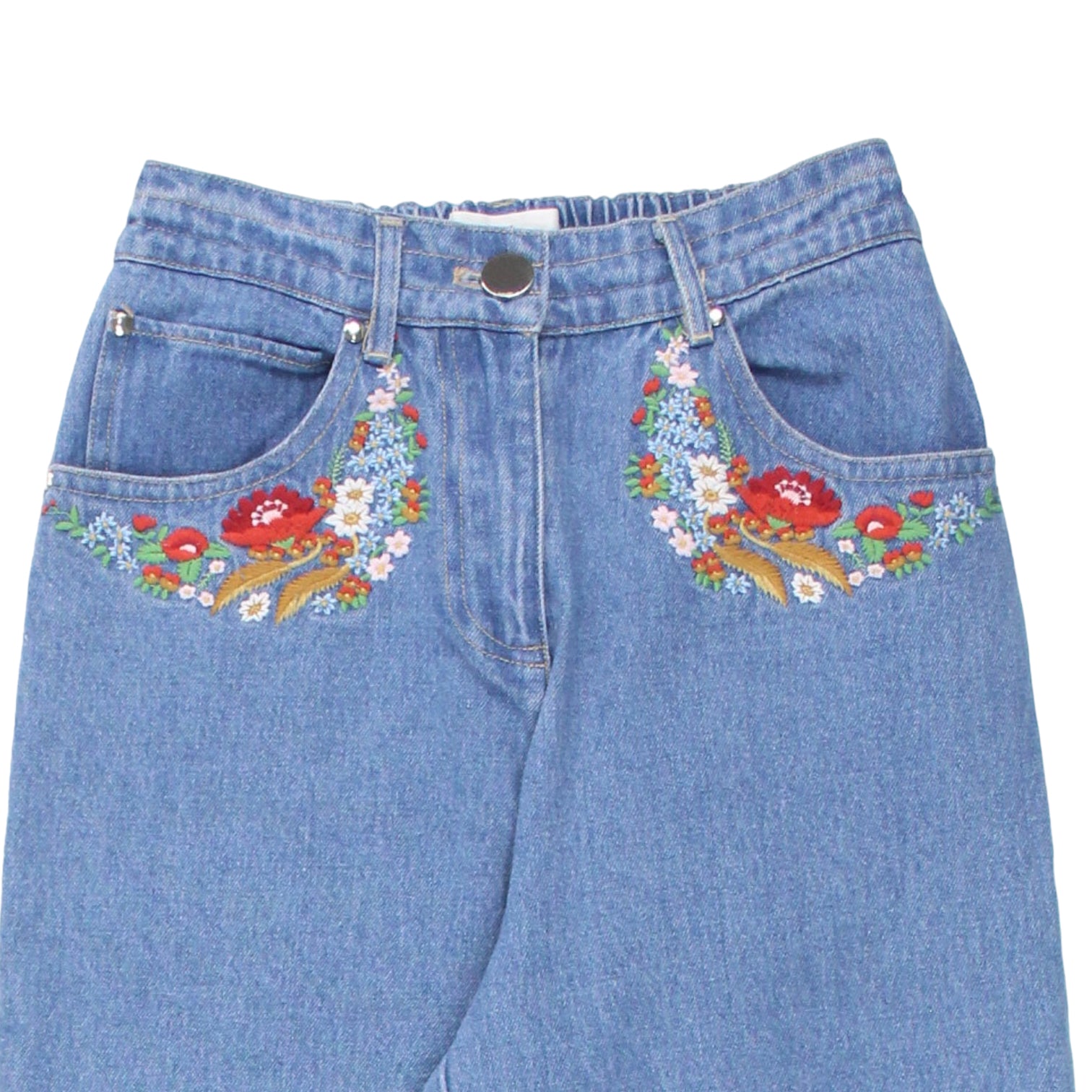 Meadows Blue Begonia Jeans Multi Embroidery