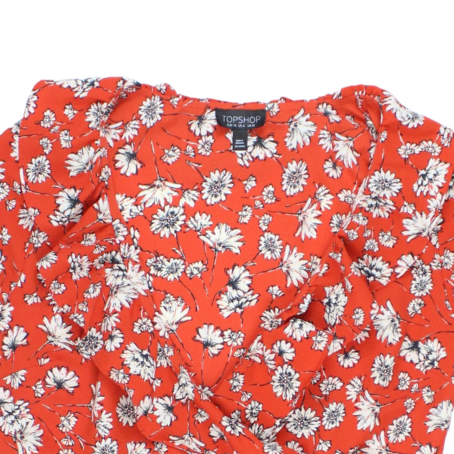 Topshop Red Floral Mini Wrap Dress