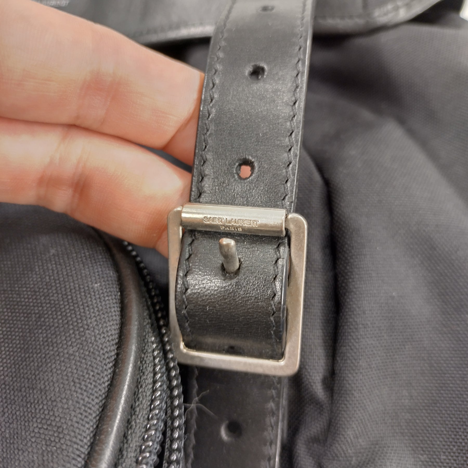 Saint Laurent Black Nylon/Leather Back Pack