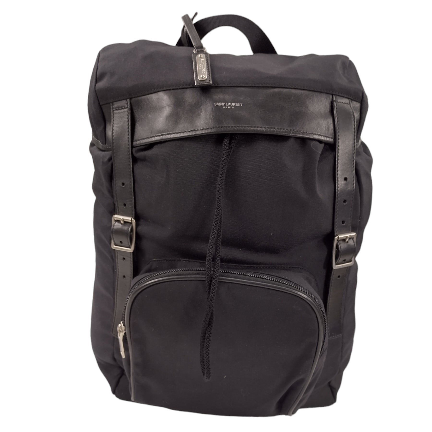 Saint Laurent Black Nylon/Leather Back Pack
