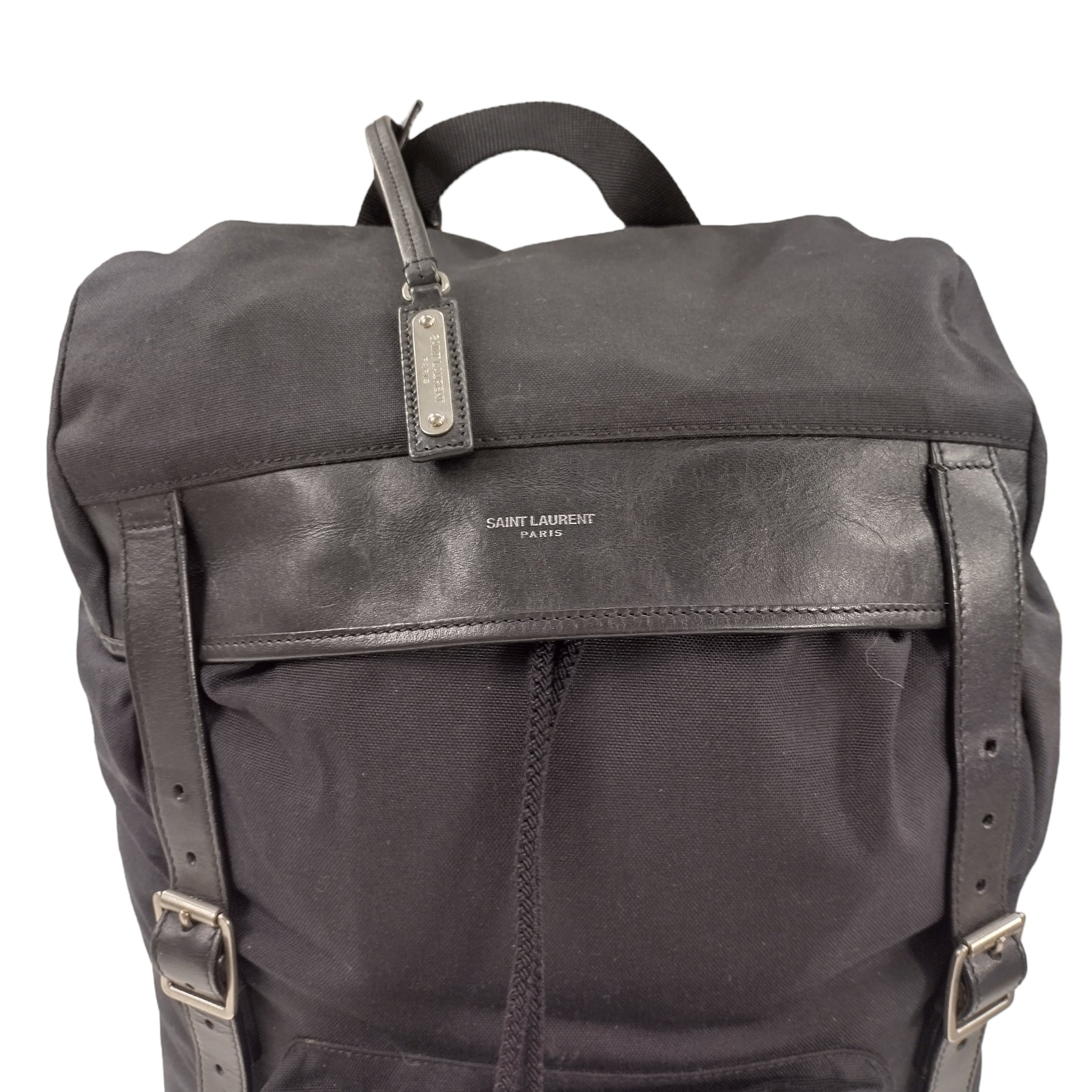 Saint Laurent Black Nylon/Leather Back Pack