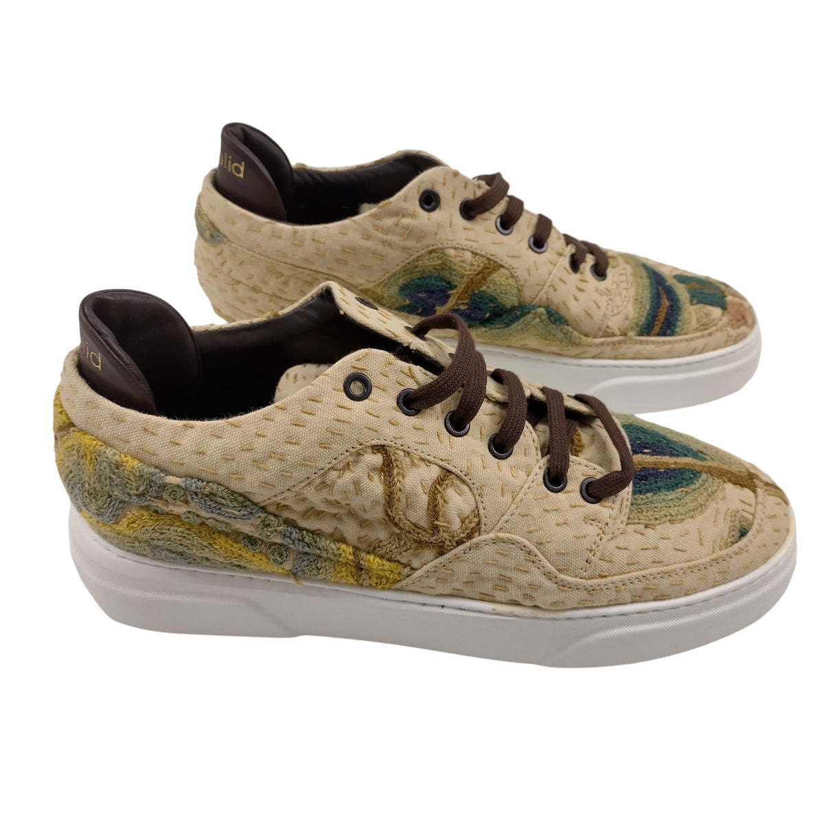 By Walid Cream Embroidered Sneakers