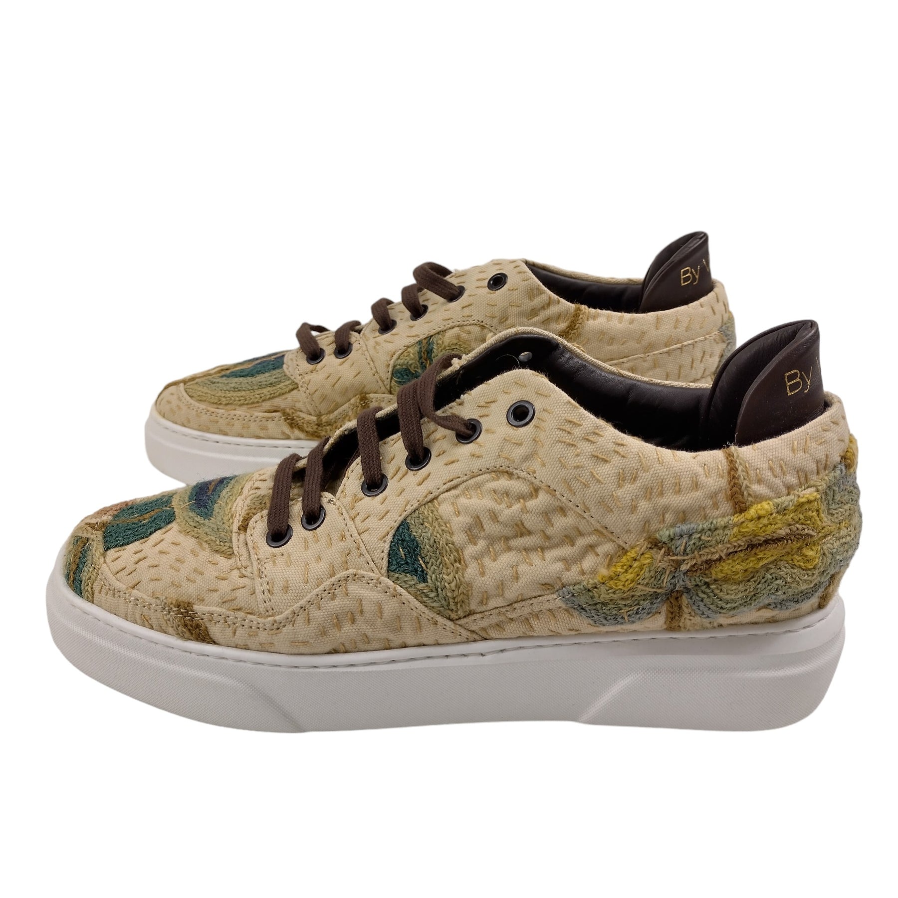 By Walid Cream Embroidered Sneakers