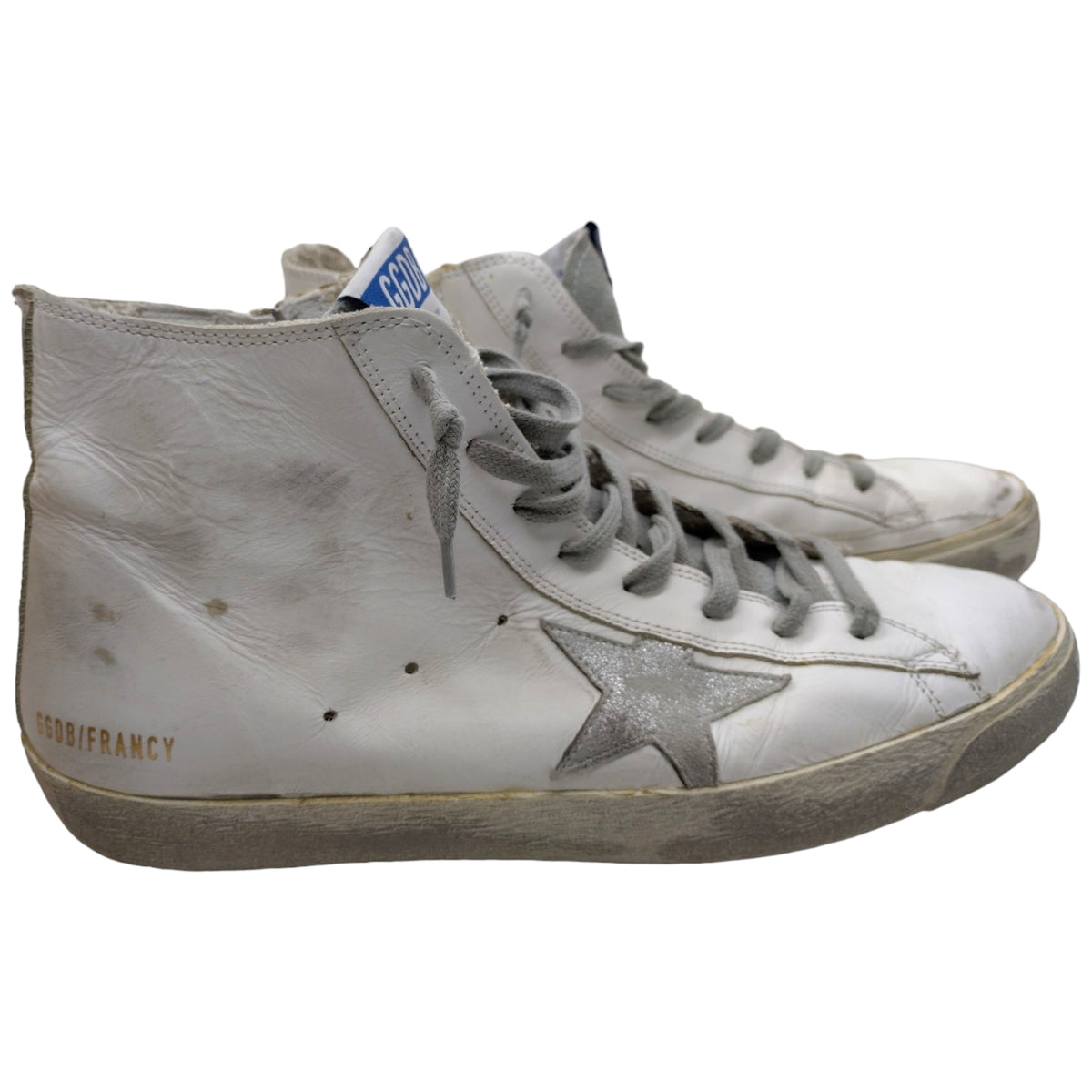 Golden Goose White/Silver Francy Leather High Sneaker