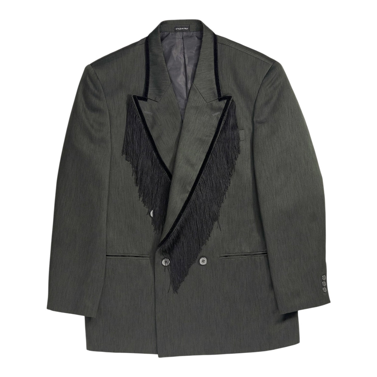Marcon Court Dark Green Tassel Fringe Blazer Jacket