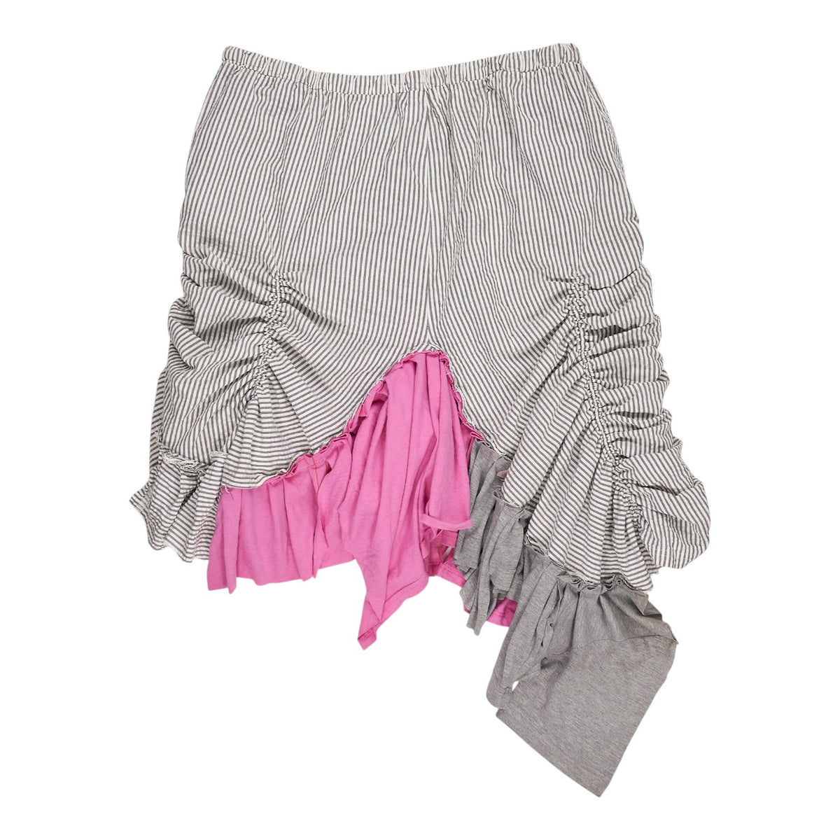 Hadiyah Hussain Grey Striped Pink Ruched Skirt
