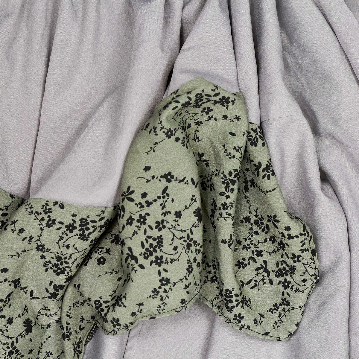 Planet Soph Grey & Green Upcycled Asymmetric Skirt