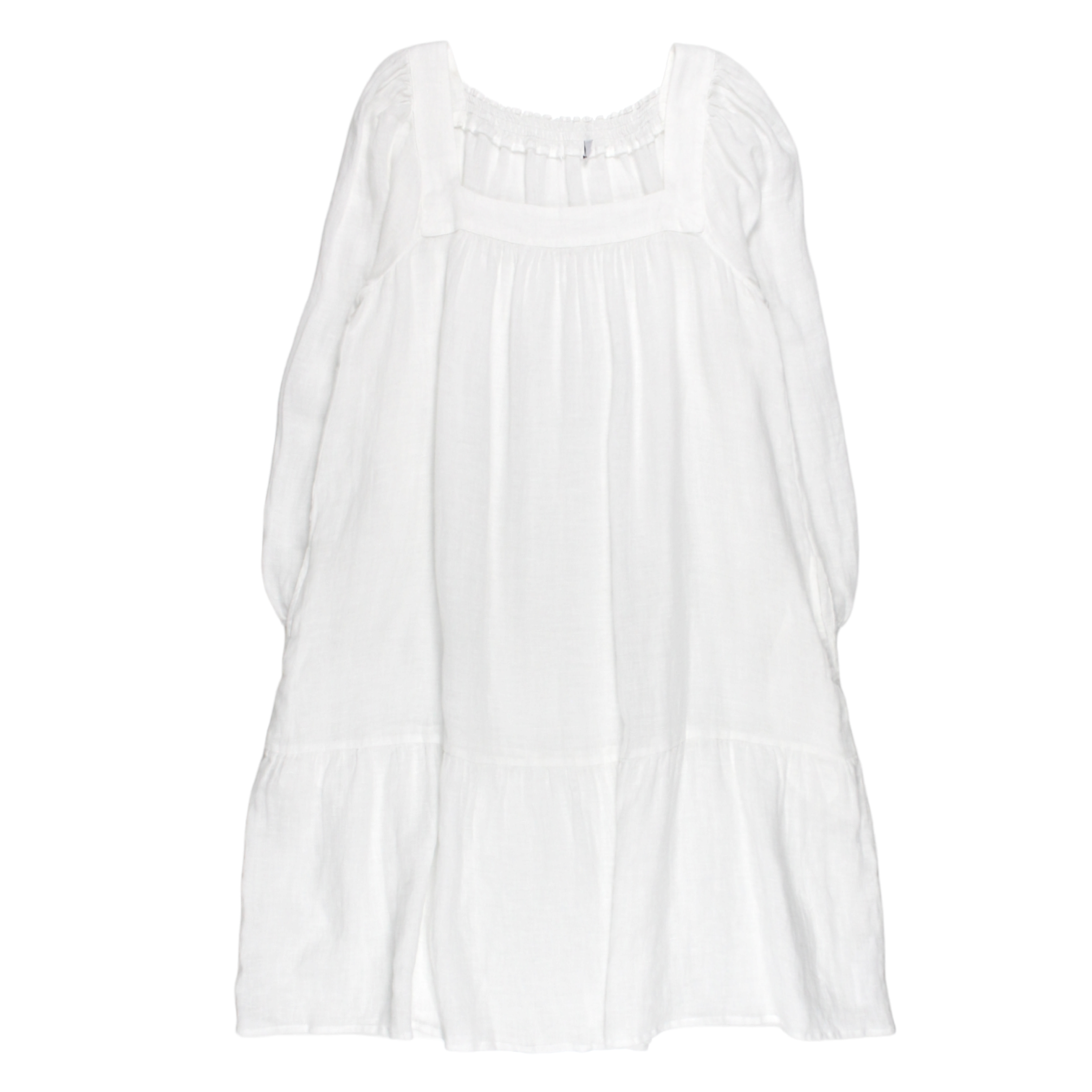 NRBY White Gauze Linen Square Neck Dress - Sample