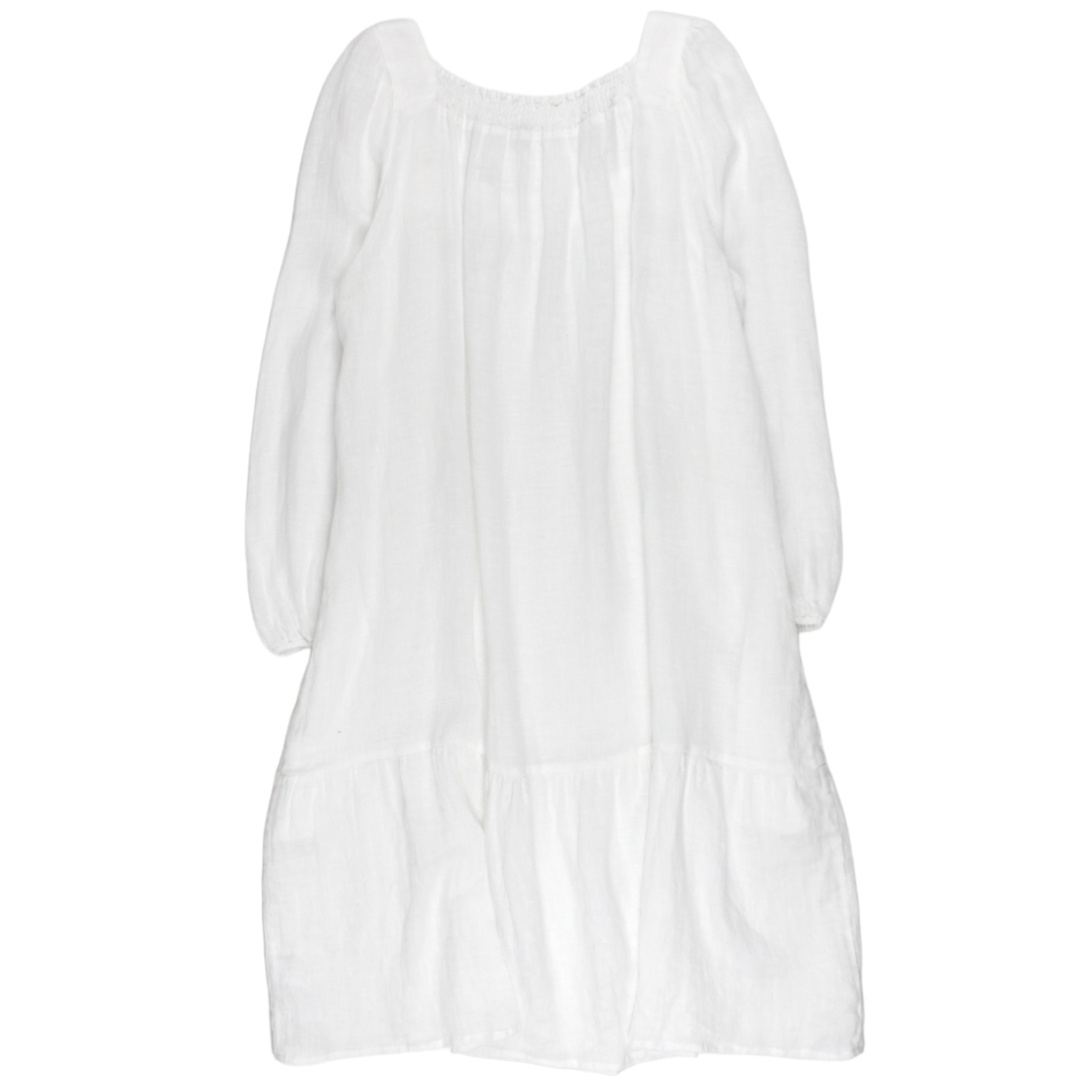 NRBY White Gauze Linen Square Neck Dress - Sample