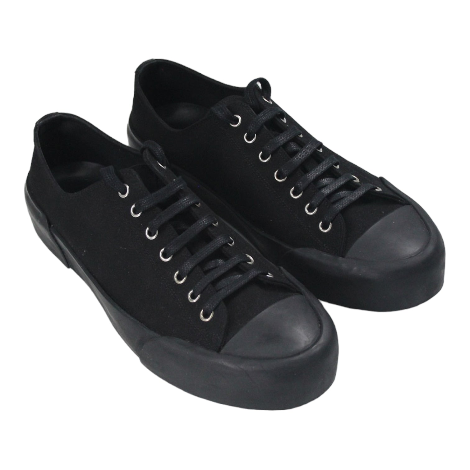 Jil Sander Black Low Top Canvas Sneaker | Shop from Crisis Online