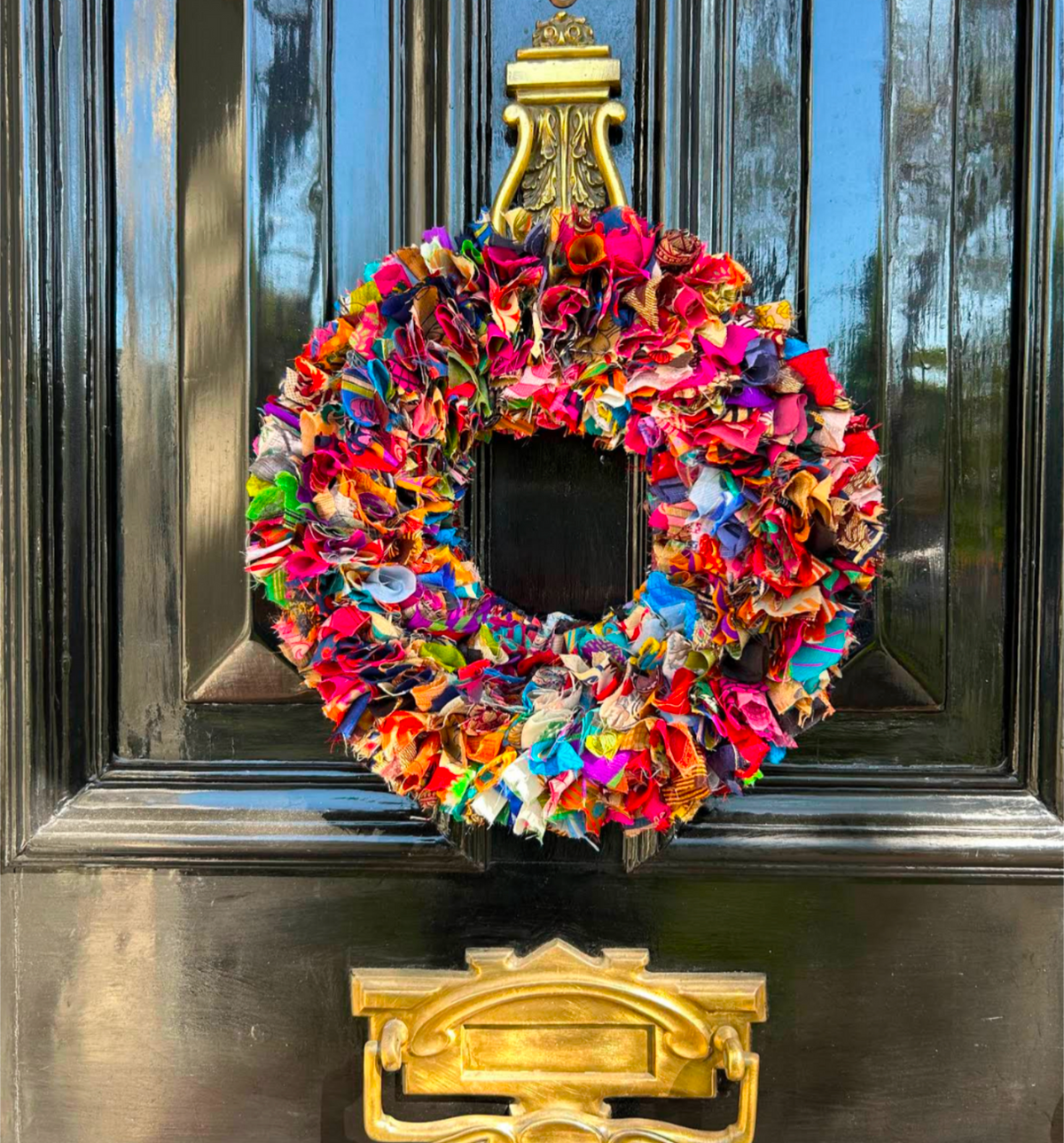 Pri Pri Handmade Upcycled Multi Coloured Sari Wreath