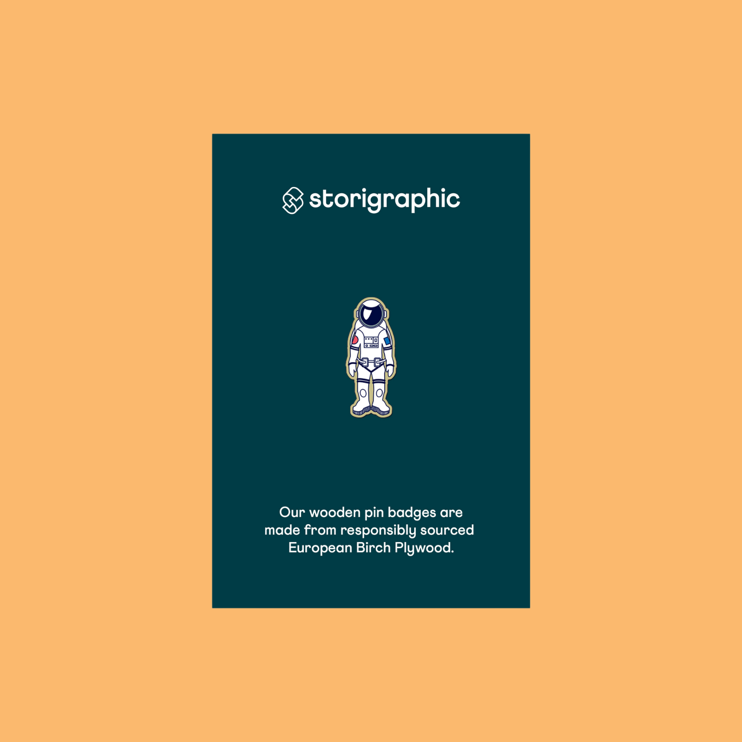 Storigraph Astronaut Wooden Pin Badge