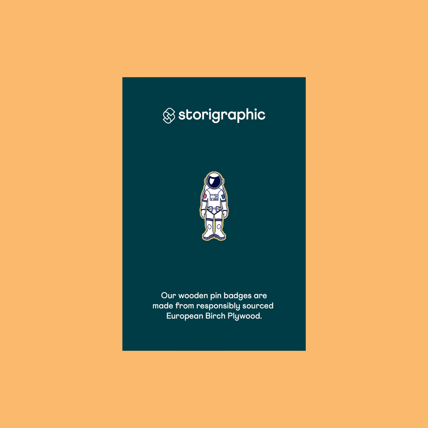 Storigraphic Astronaut Wooden Pin Badge